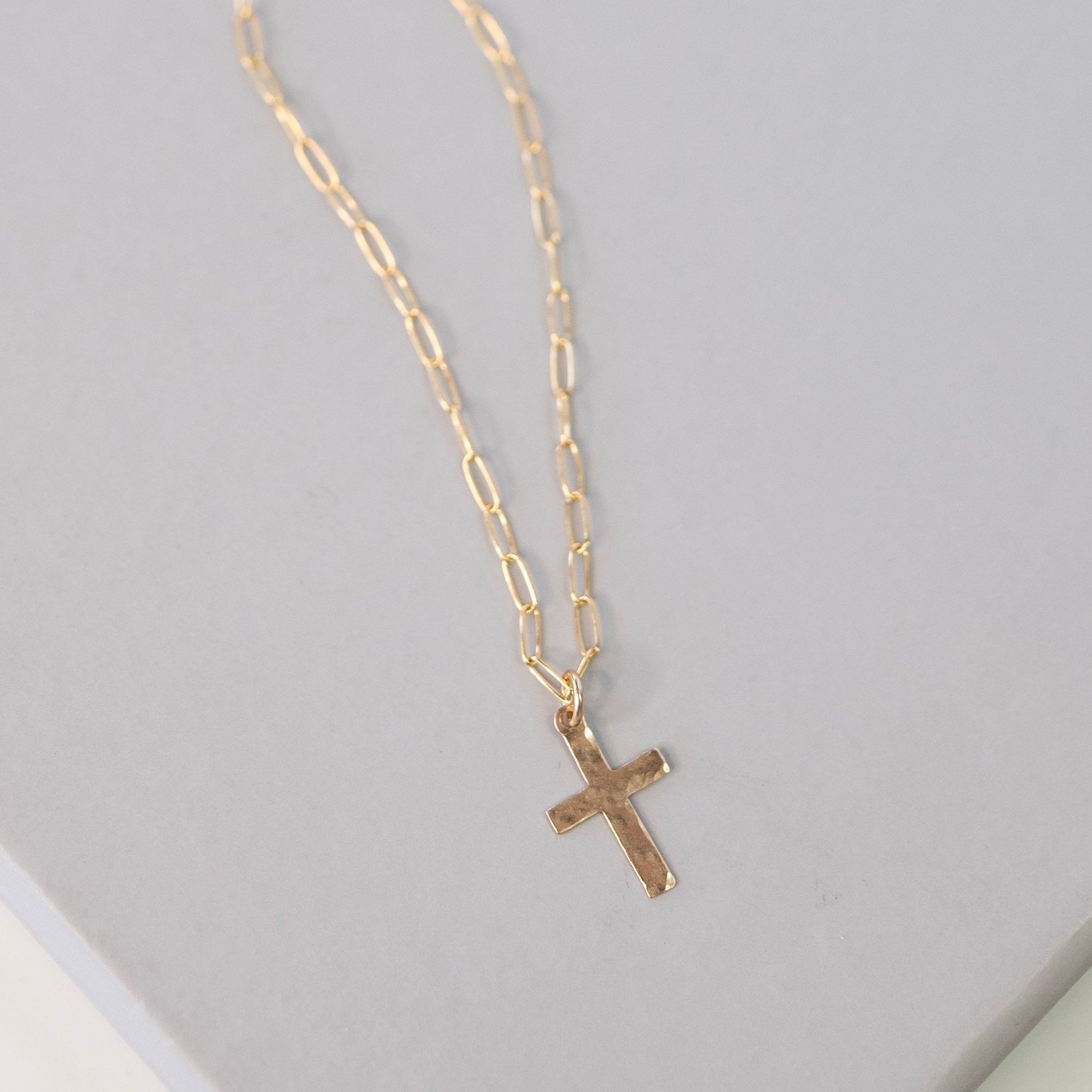Paperclip Chain Cross Necklace