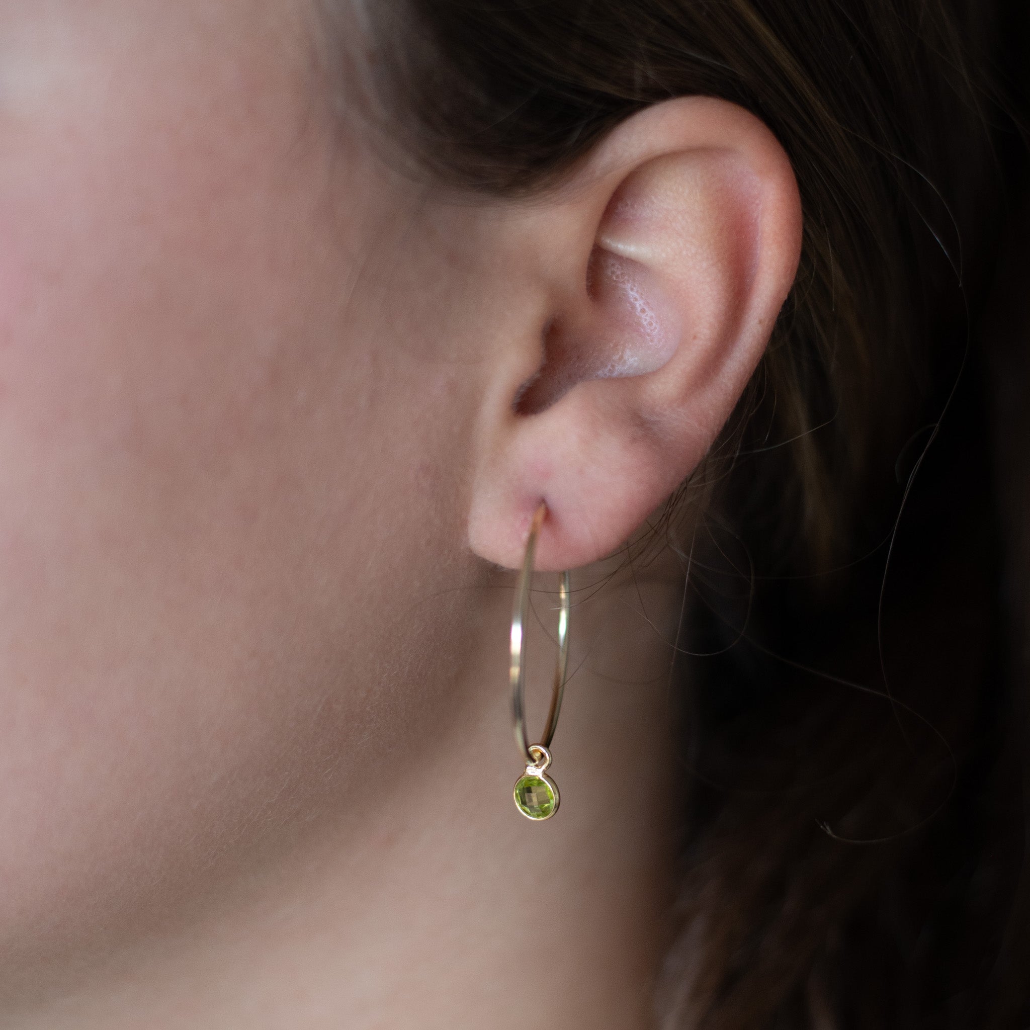 Petite Peridot Hoop Drops - Jewel Ya
