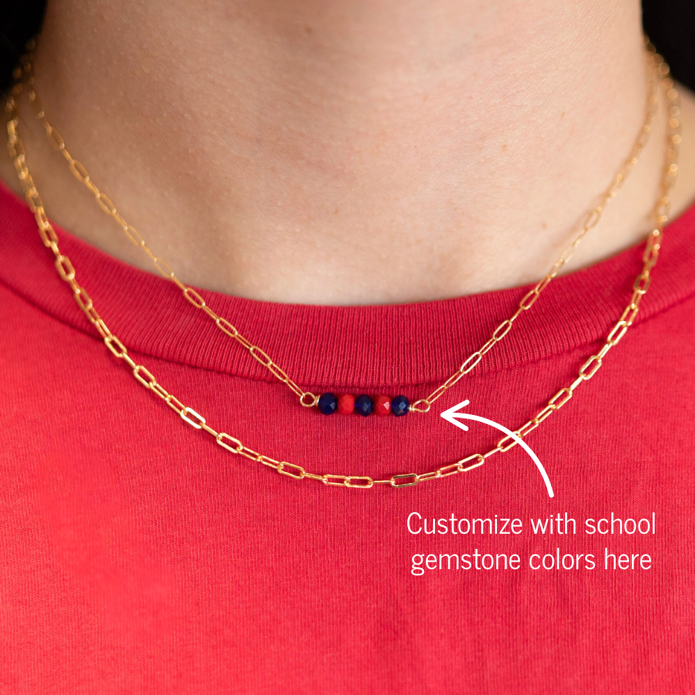 Personalized Game Day School Spirit Gemstone Necklace