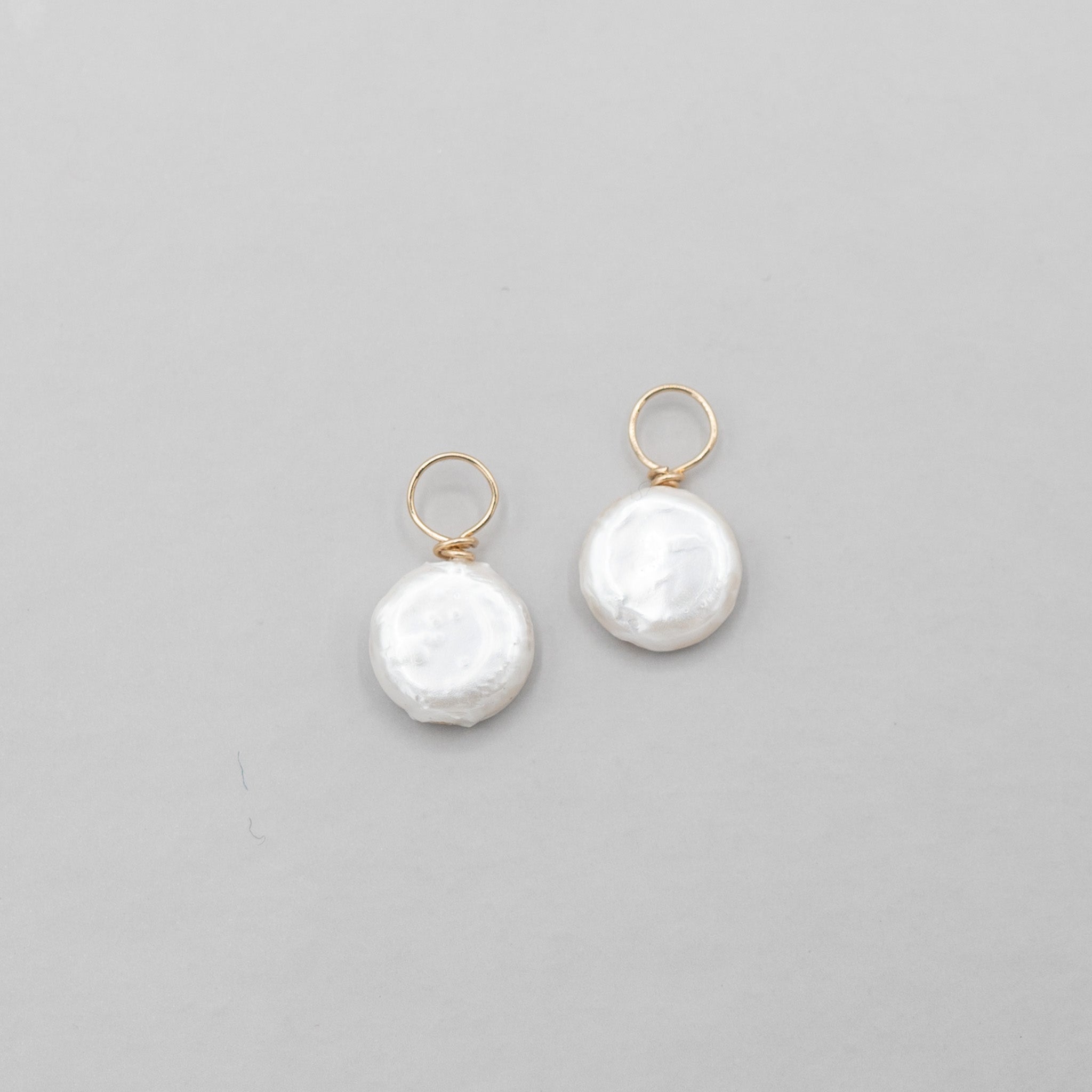 Freshwater Pearl Small Coin Hoop Drops - Jewel Ya