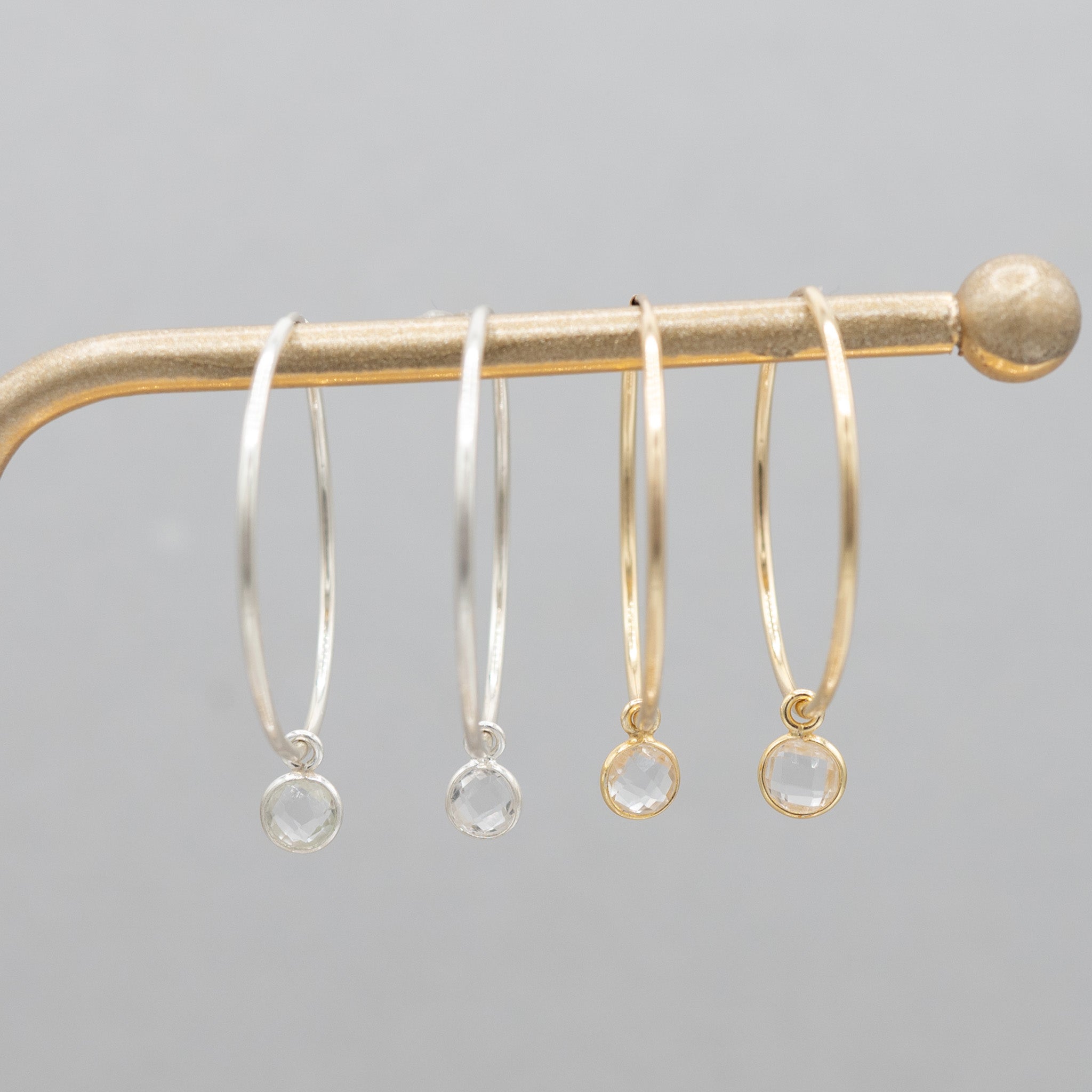 Petite Crystal Quartz Hoop Drops - Jewel Ya