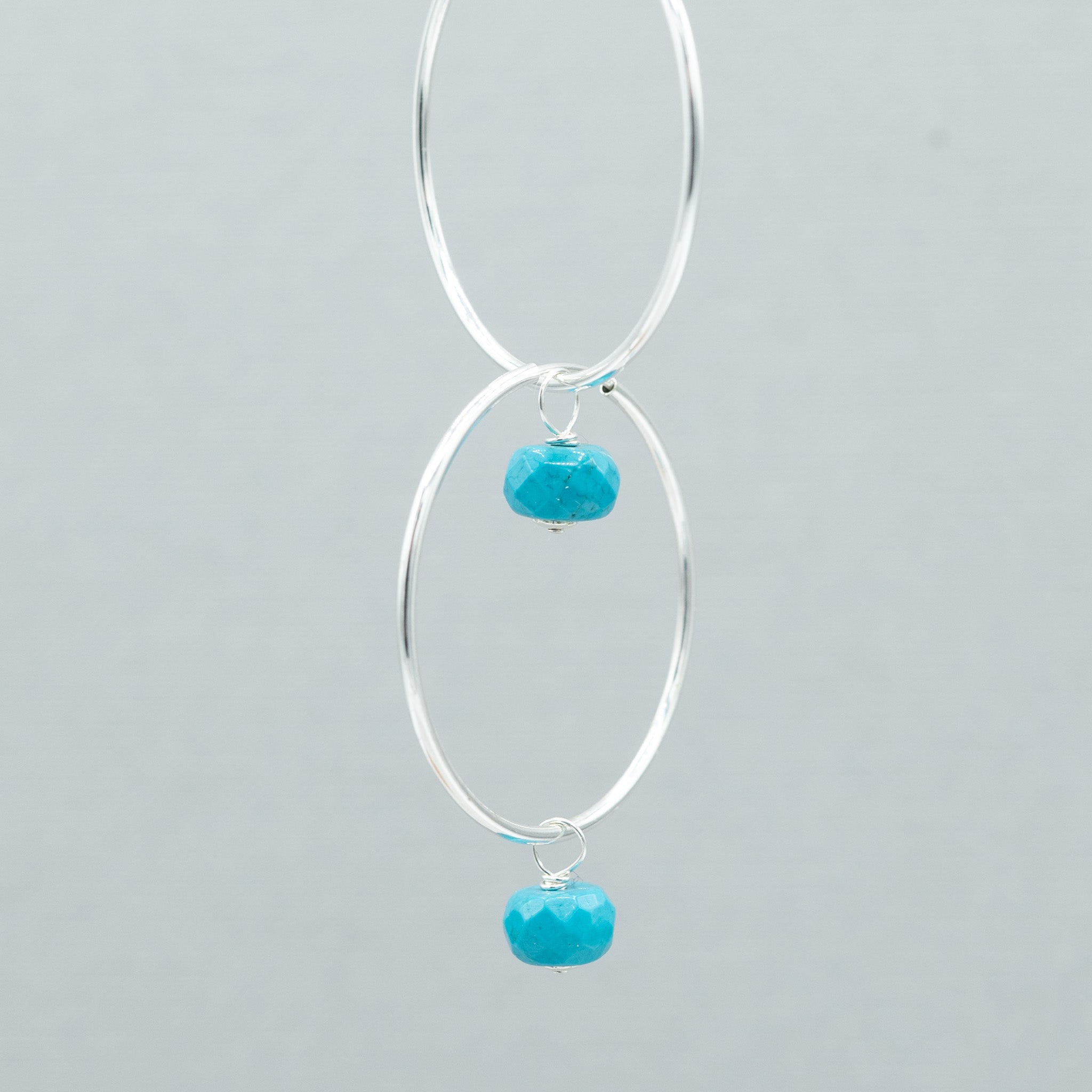 Petite Faceted Turquoise Hoop Drops - Jewel Ya