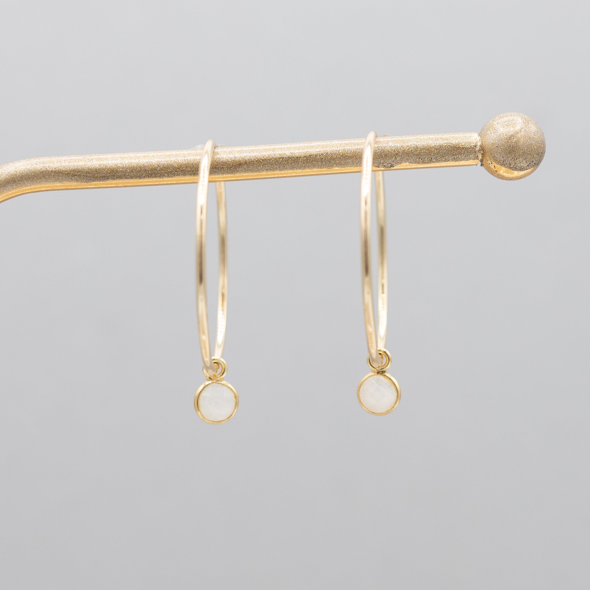 Petite Moonstone Hoop Drops - Jewel Ya