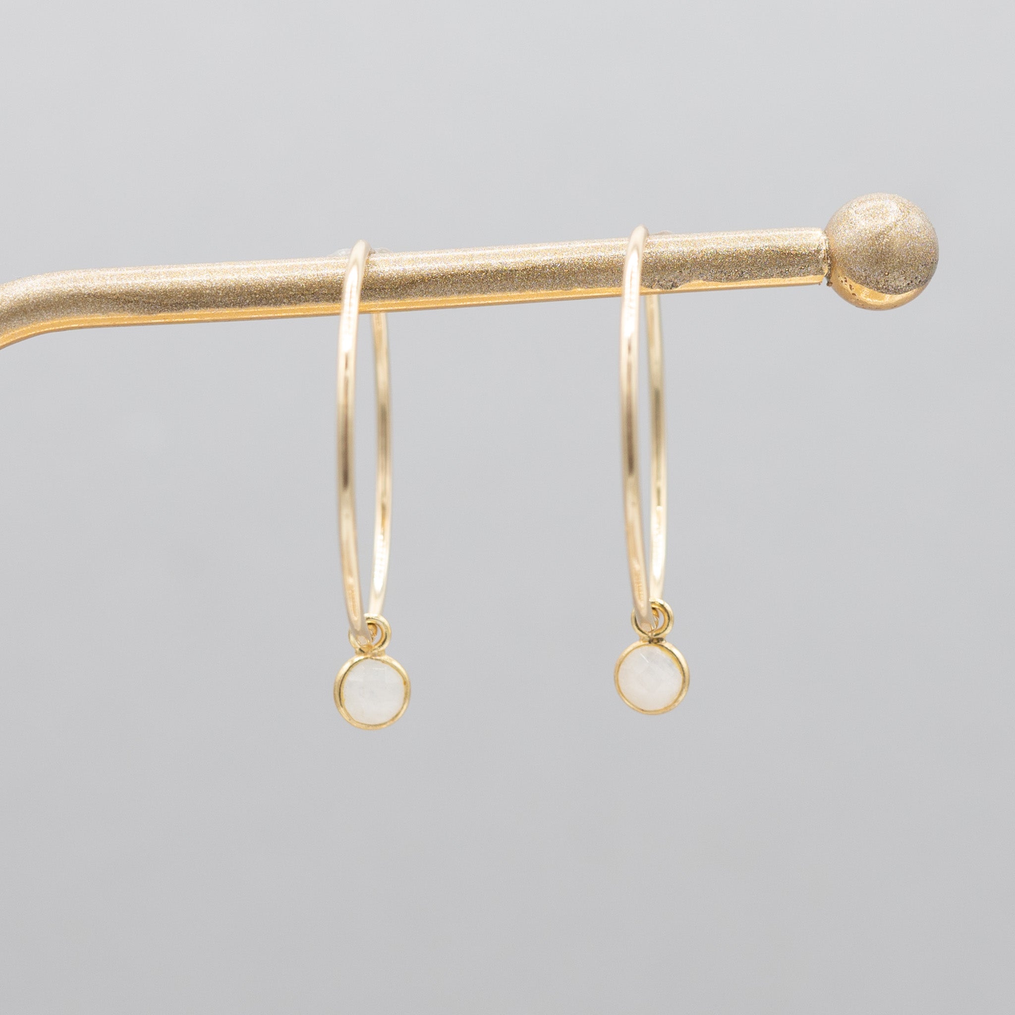 Petite Moonstone Hoop Drops - Jewel Ya