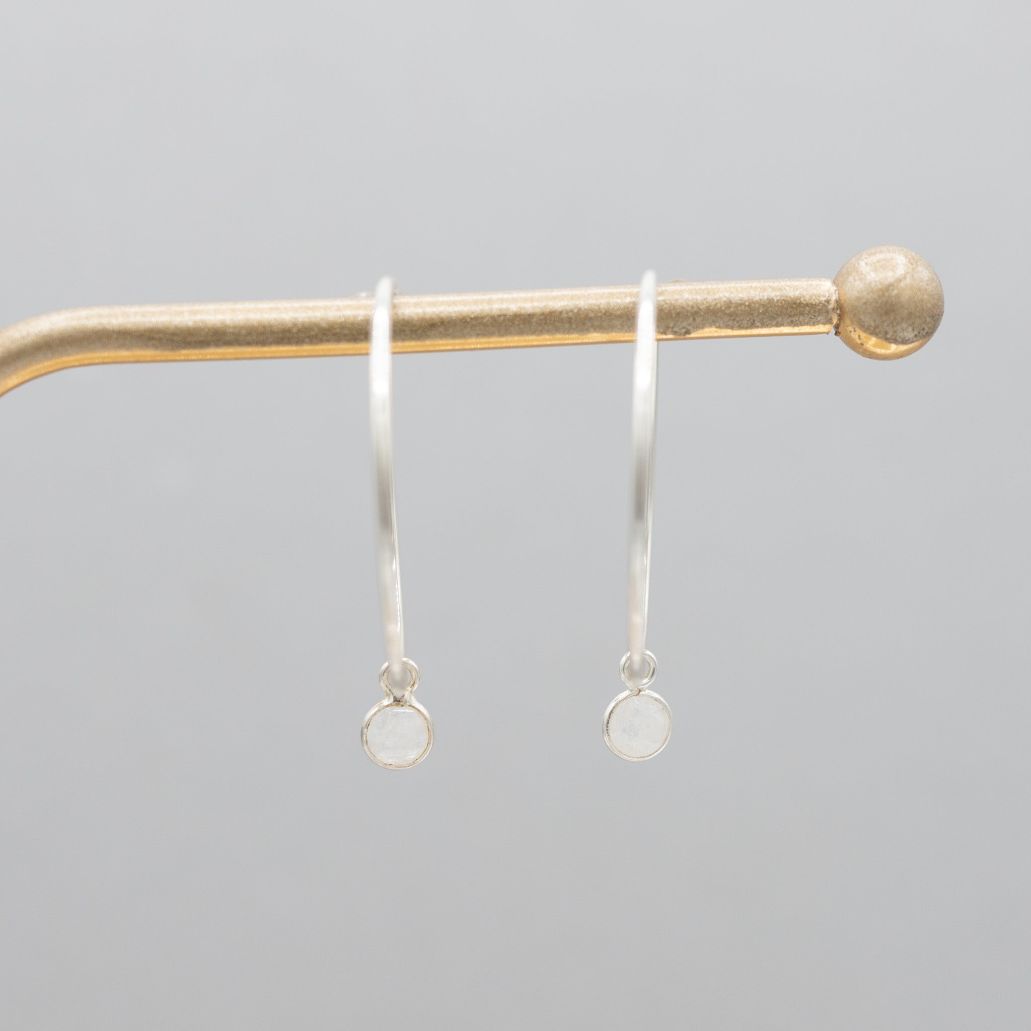 Petite Moonstone Hoop Drops - Jewel Ya