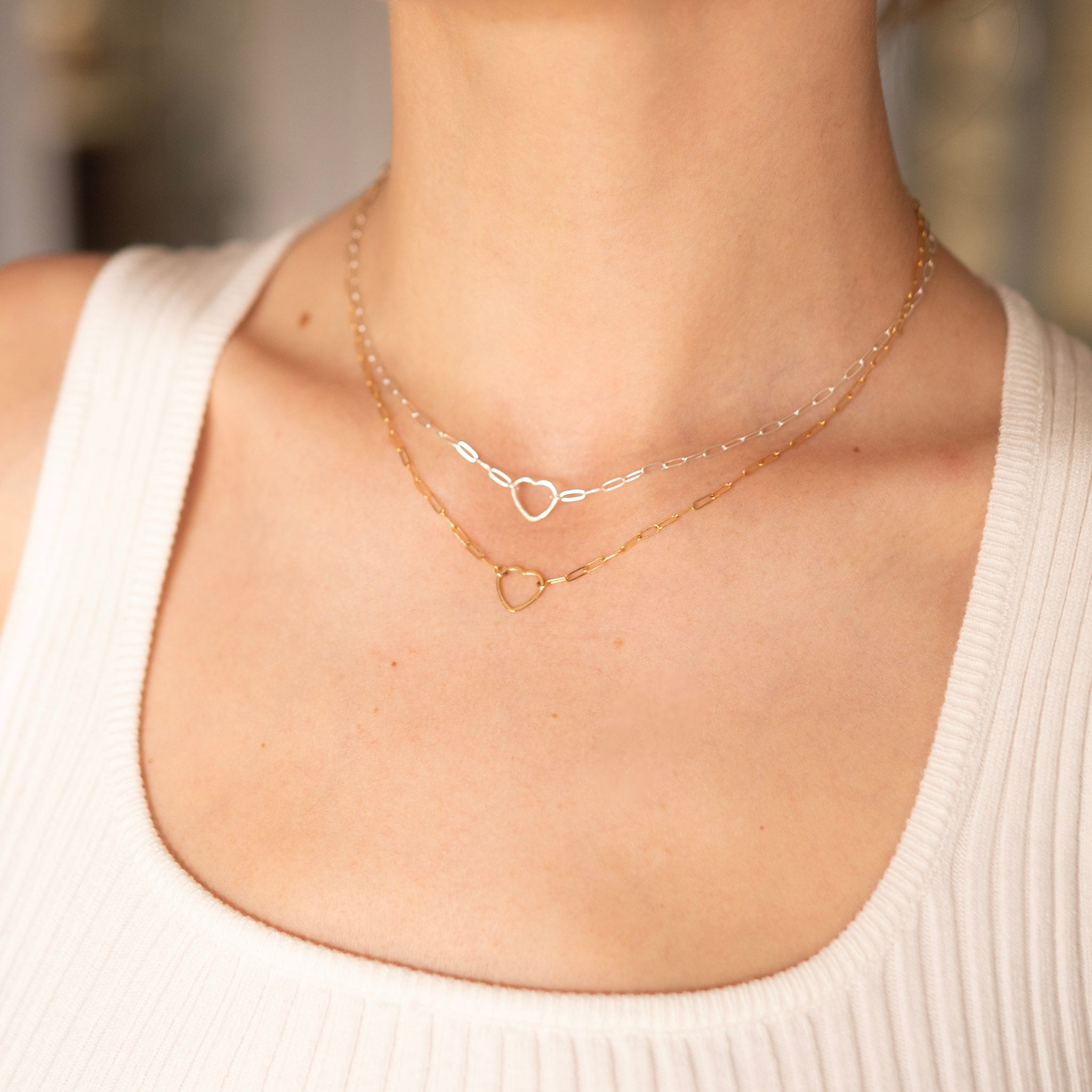 Petite Heart Paperclip Necklace
