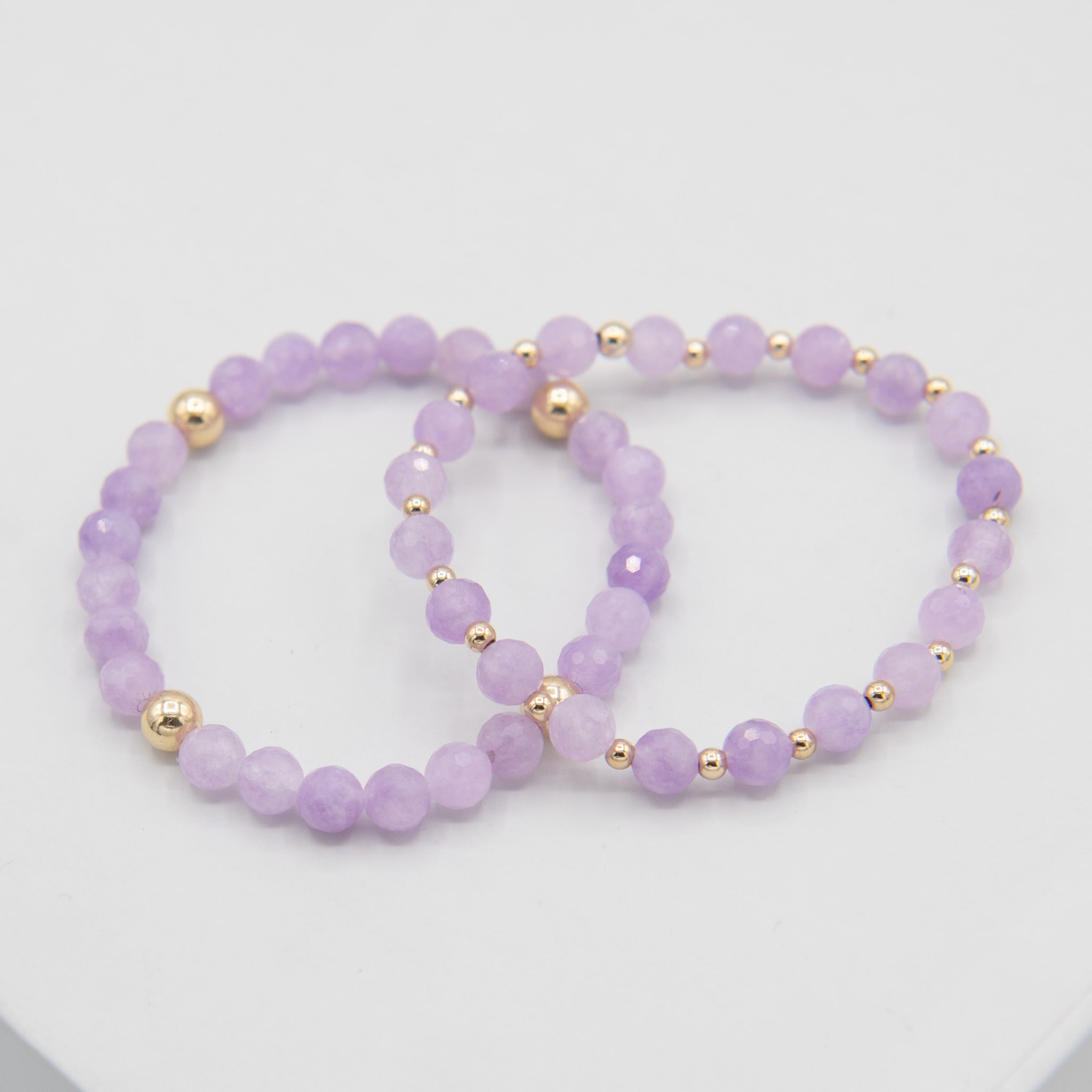 Lavender Jade Beaded Lux Bracelet - Jewel Ya