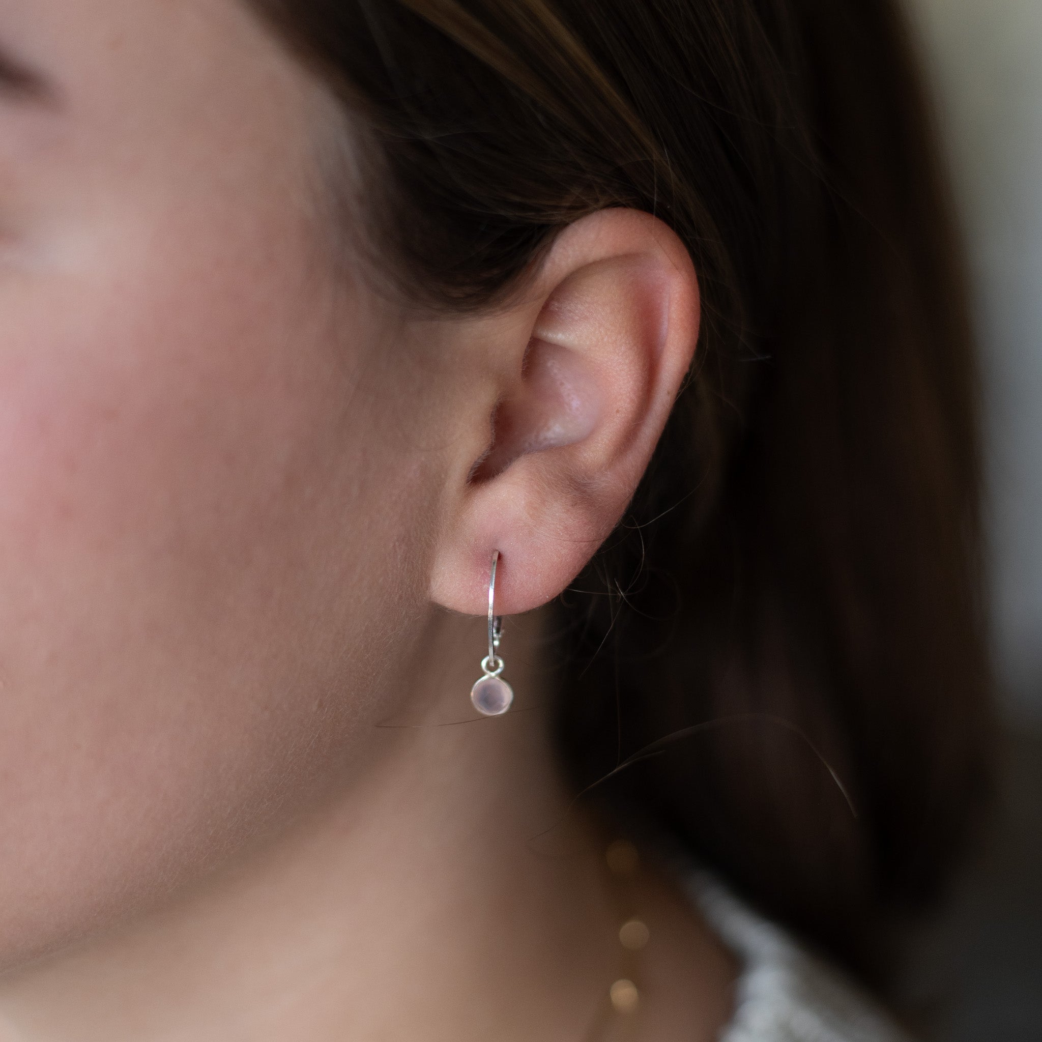 Petite Rose Quartz Hoop Drops - Jewel Ya