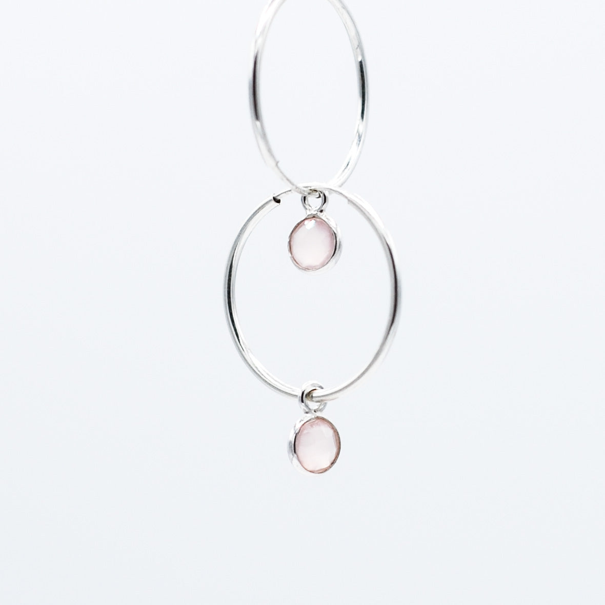 Petite Rose Quartz Hoop Drops - Jewel Ya