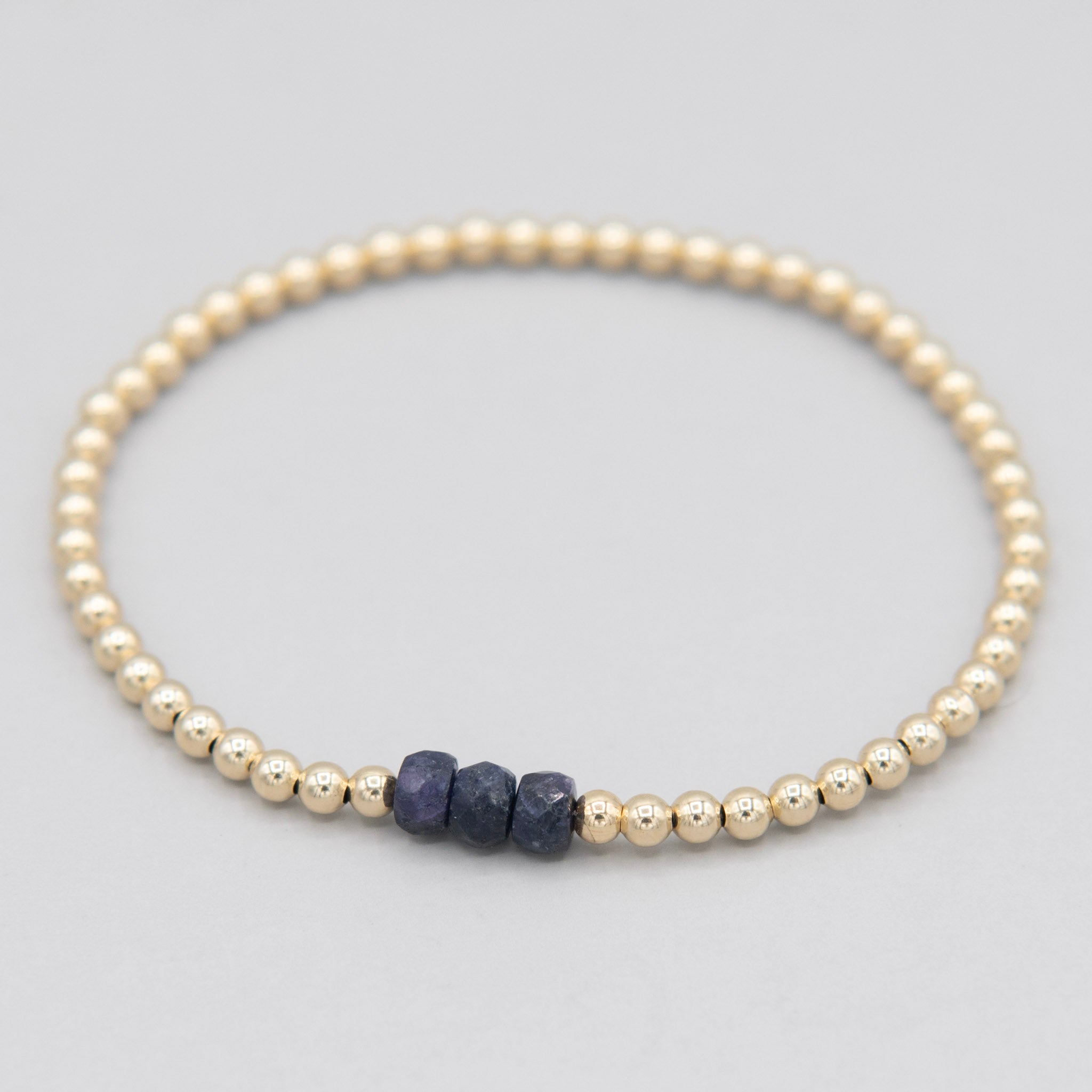 3mm Birthstone & 4mm Beaded Lux Bracelet Set