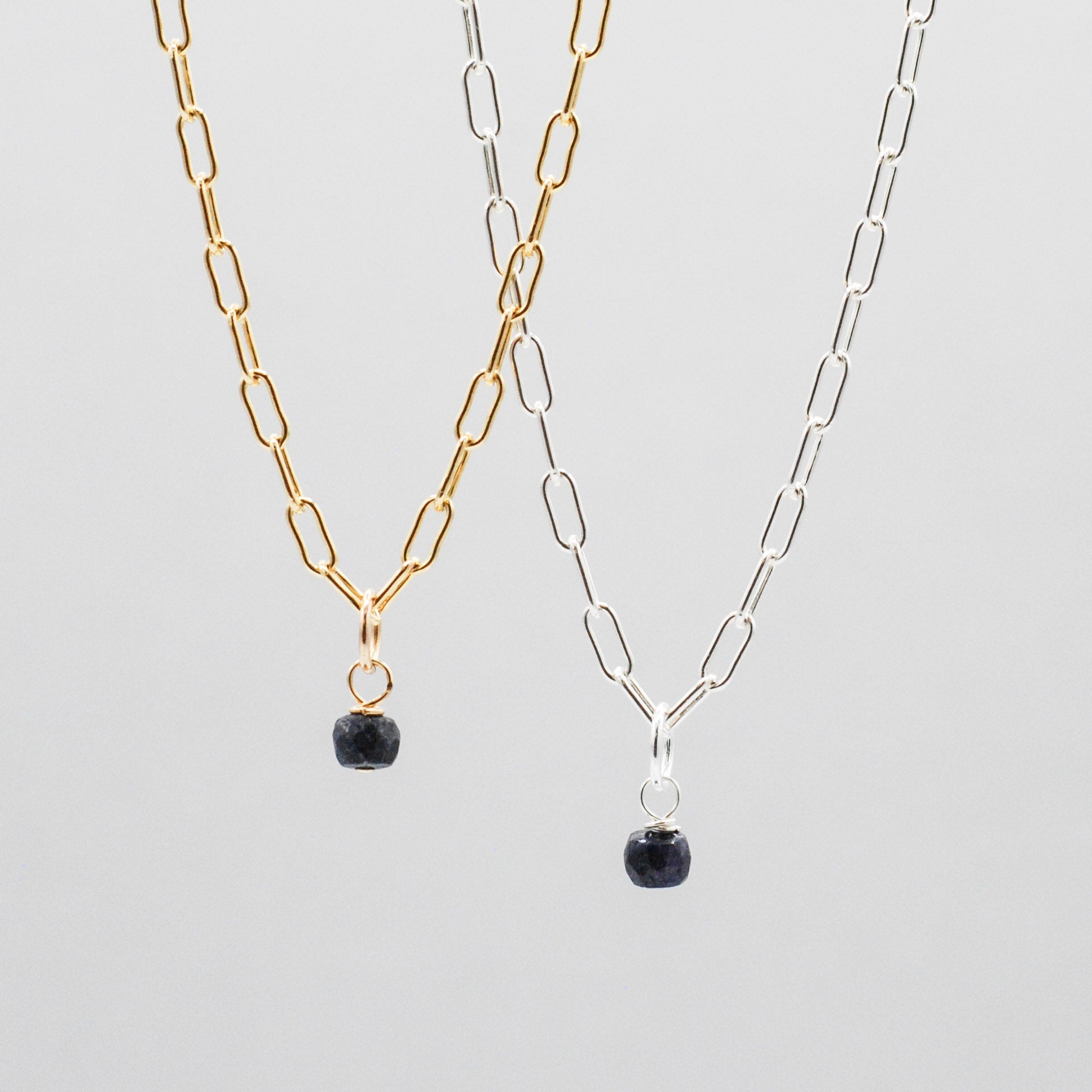 Birthstone Paperclip Charm Necklace - Jewel Ya