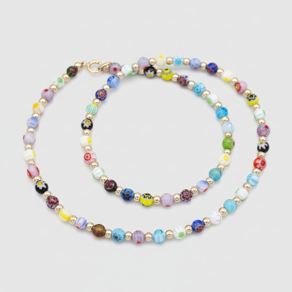 Small Millefiori Beaded Lux Necklace - Jewel Ya