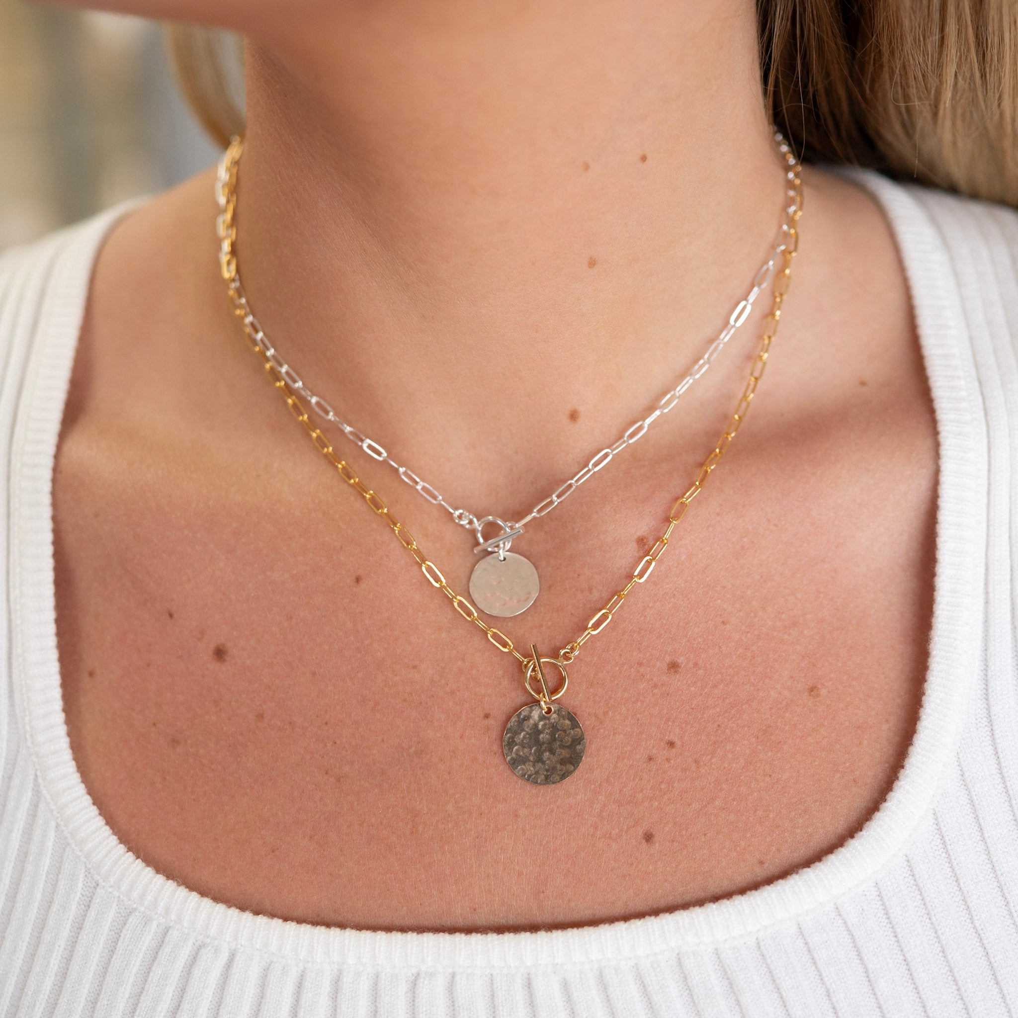 Small Paperclip Toggle Charm Necklace
