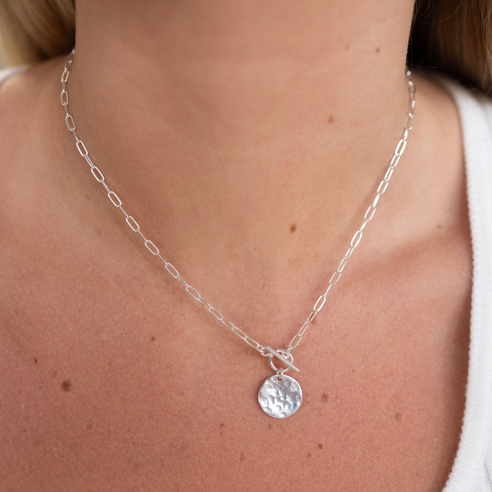 Small Paperclip Toggle Charm Necklace