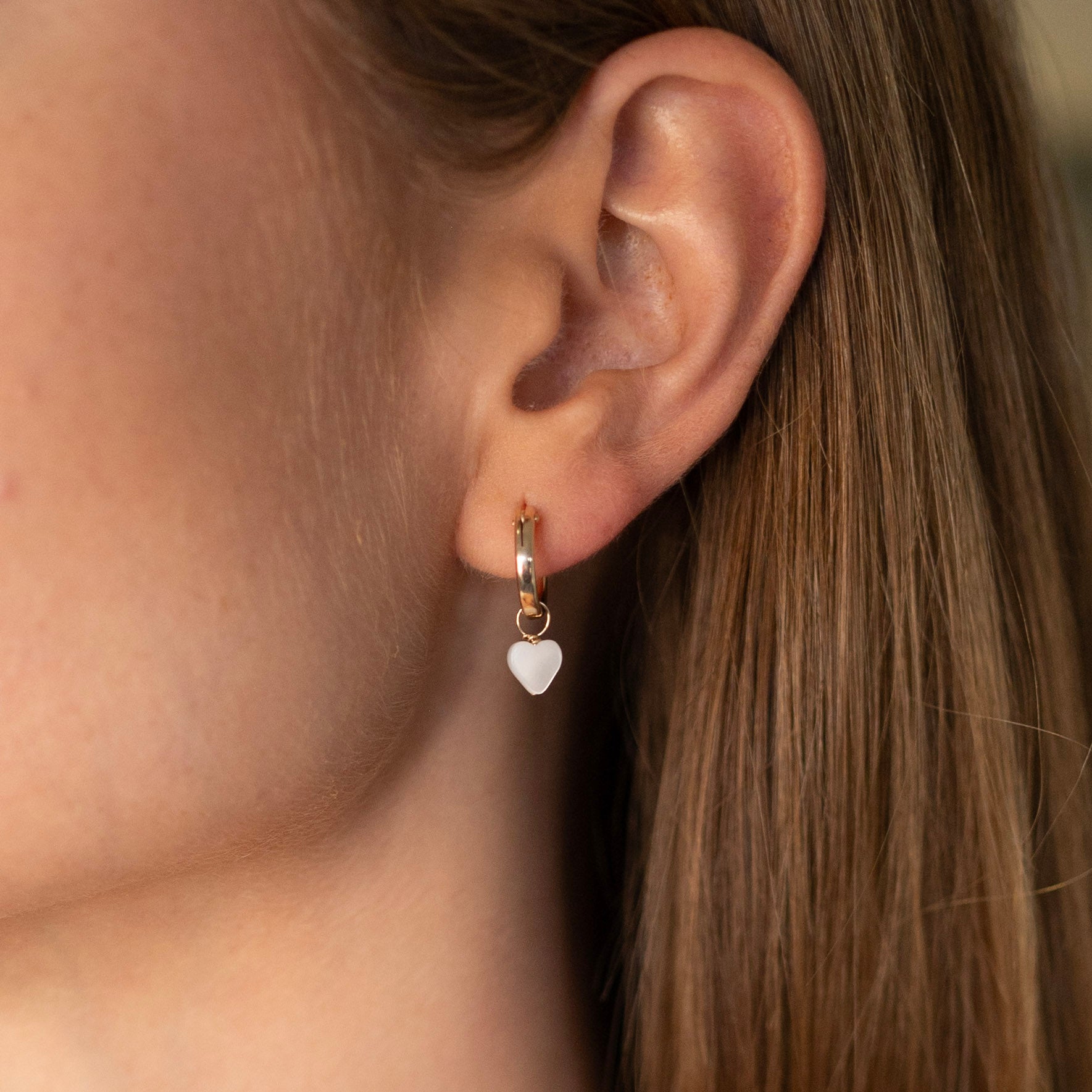 Tube Hoops & Mother of Pearl Heart Drops - Jewel Ya