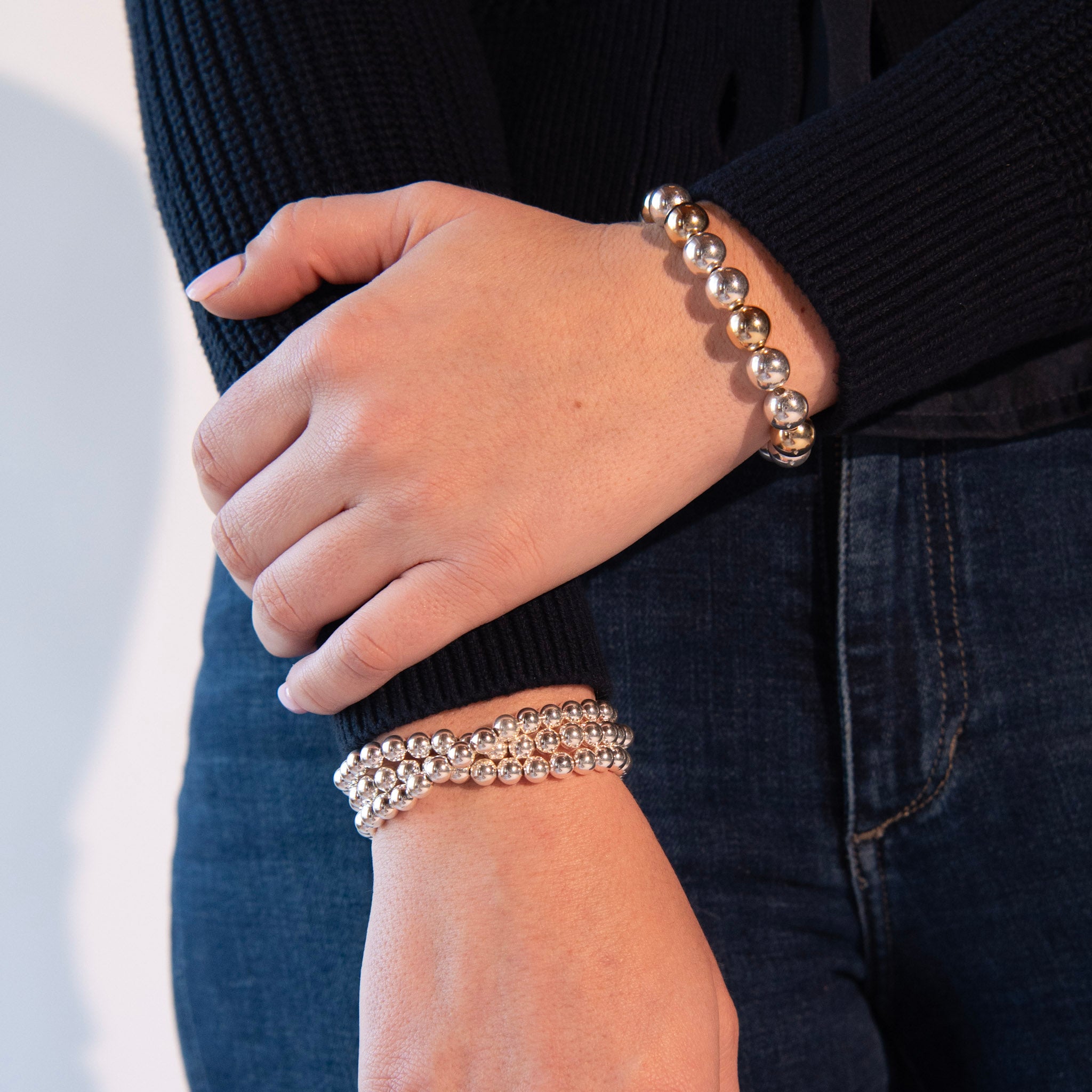 6mm Sterling Silver Beaded Bracelet - Jewel Ya