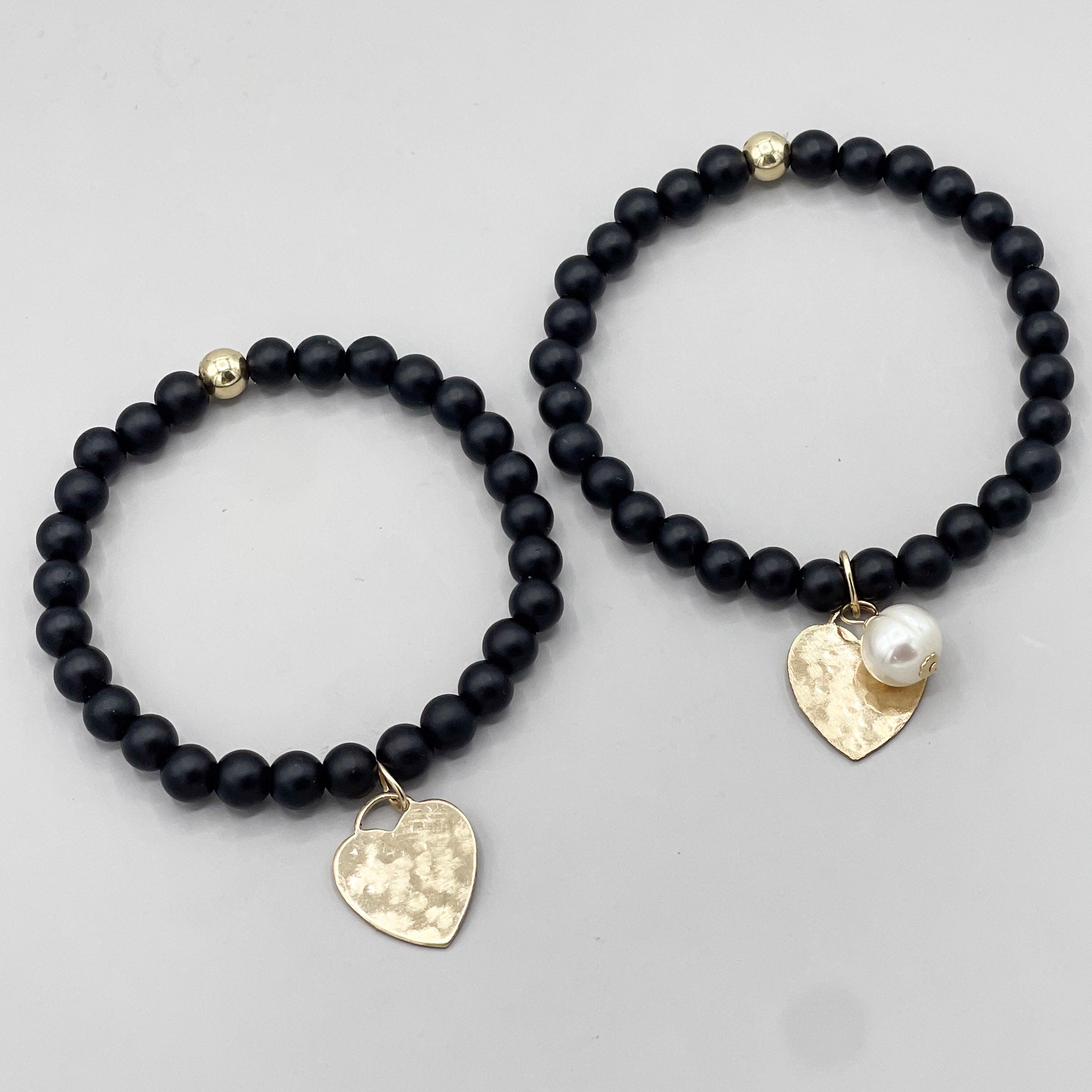 6mm Matte Black Heart Bracelet - Jewel Ya