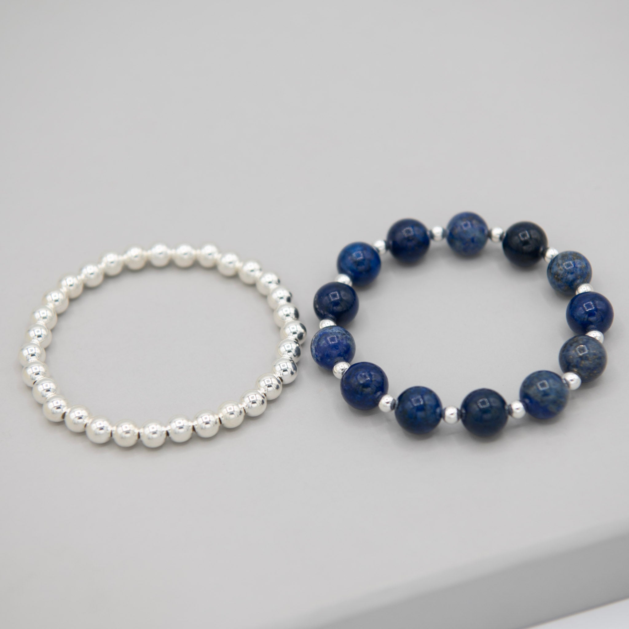 Lapis & 6mm Beaded Lux Bracelet Set - Jewel Ya