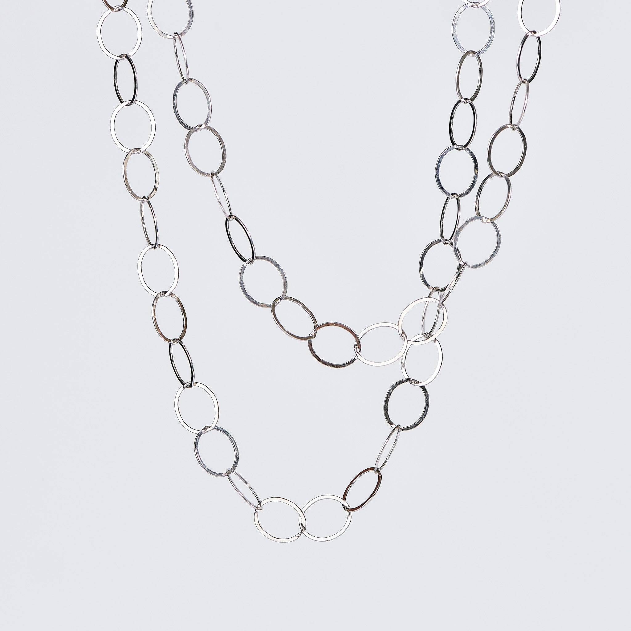 Sterling Silver 10mm Circle Long Layering Chain