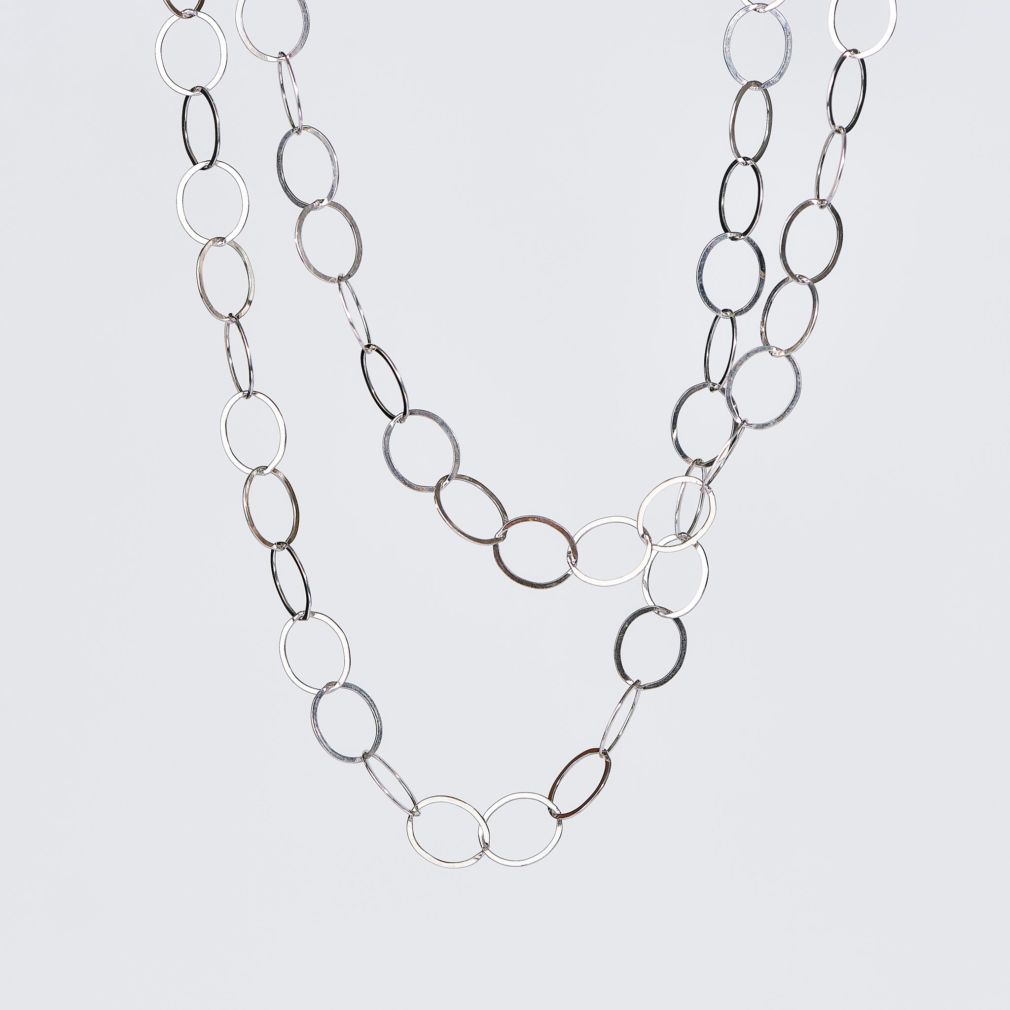 Sterling Silver 10mm Circle Long Layering Chain - Jewel Ya