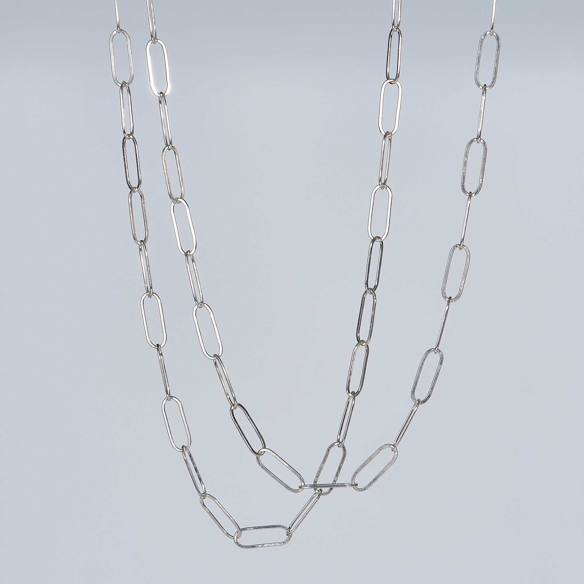 Sterling Silver Extra Large Paper Clip Long Layering Chain - Jewel Ya
