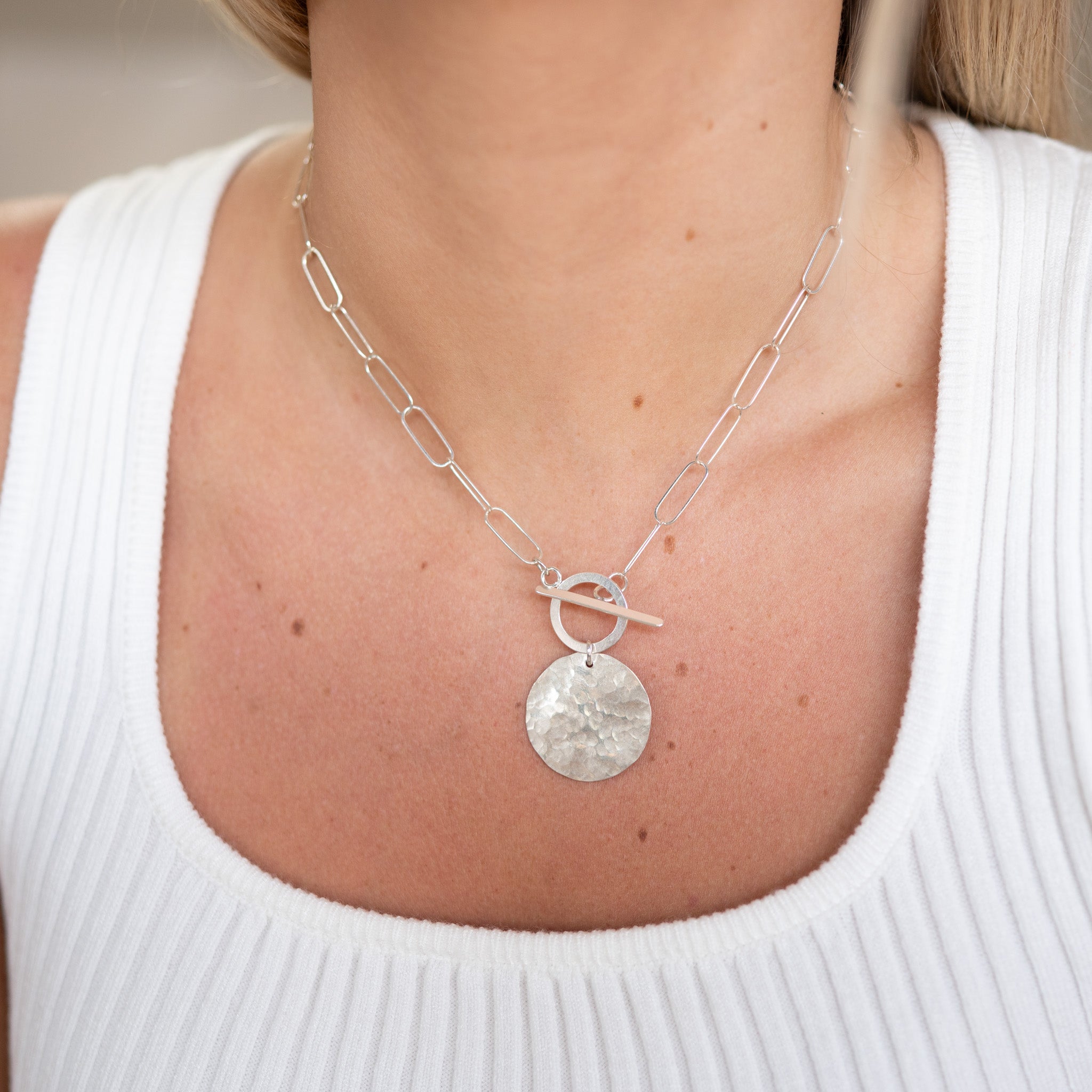 Sterling Silver Extra Large Paper Clip Toggle Necklace - Jewel Ya