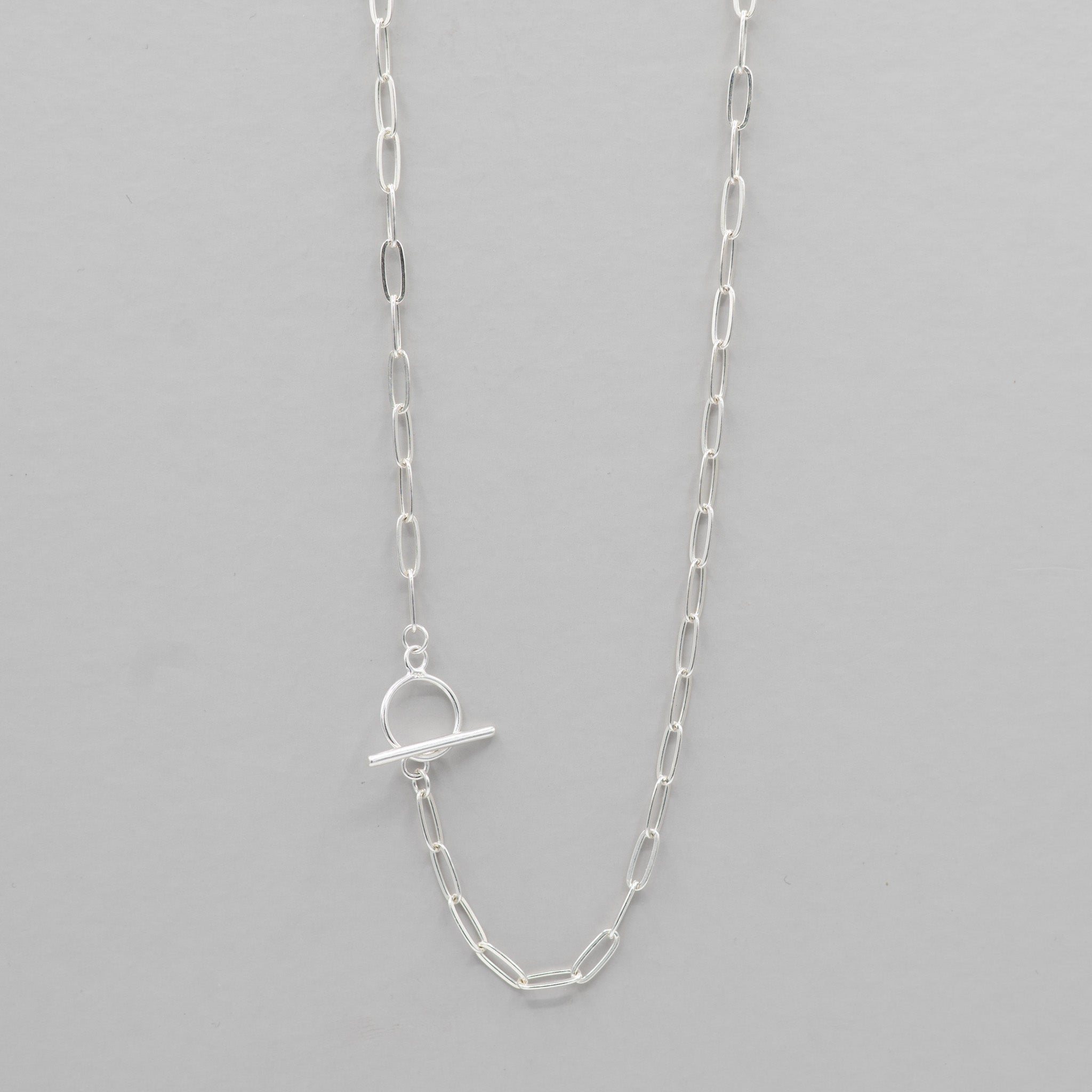 Sterling Silver Medium Paper Clip Toggle Necklace - Jewel Ya