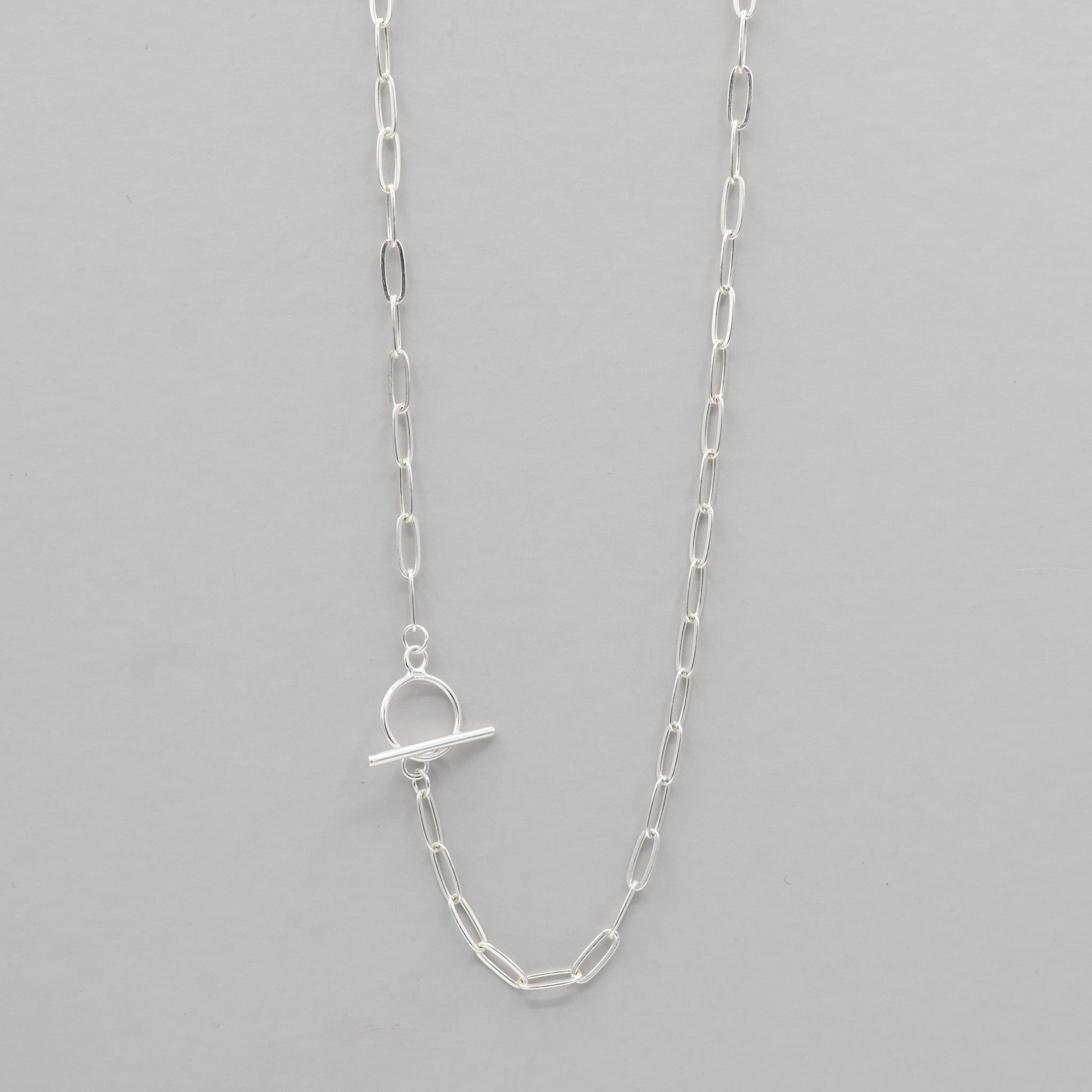 Sterling Silver Medium Paper Clip Toggle Necklace & Charm Set - Jewel Ya
