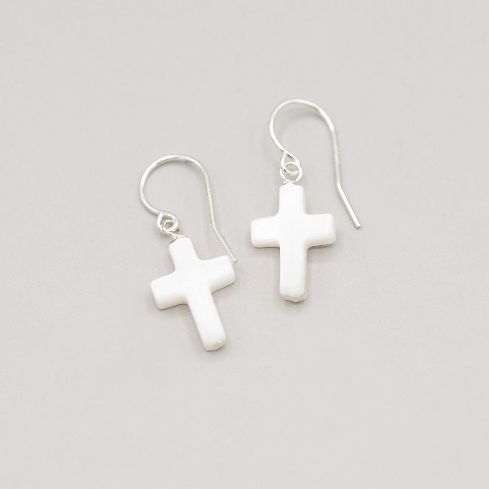 Mother of Pearl Cross Earrings