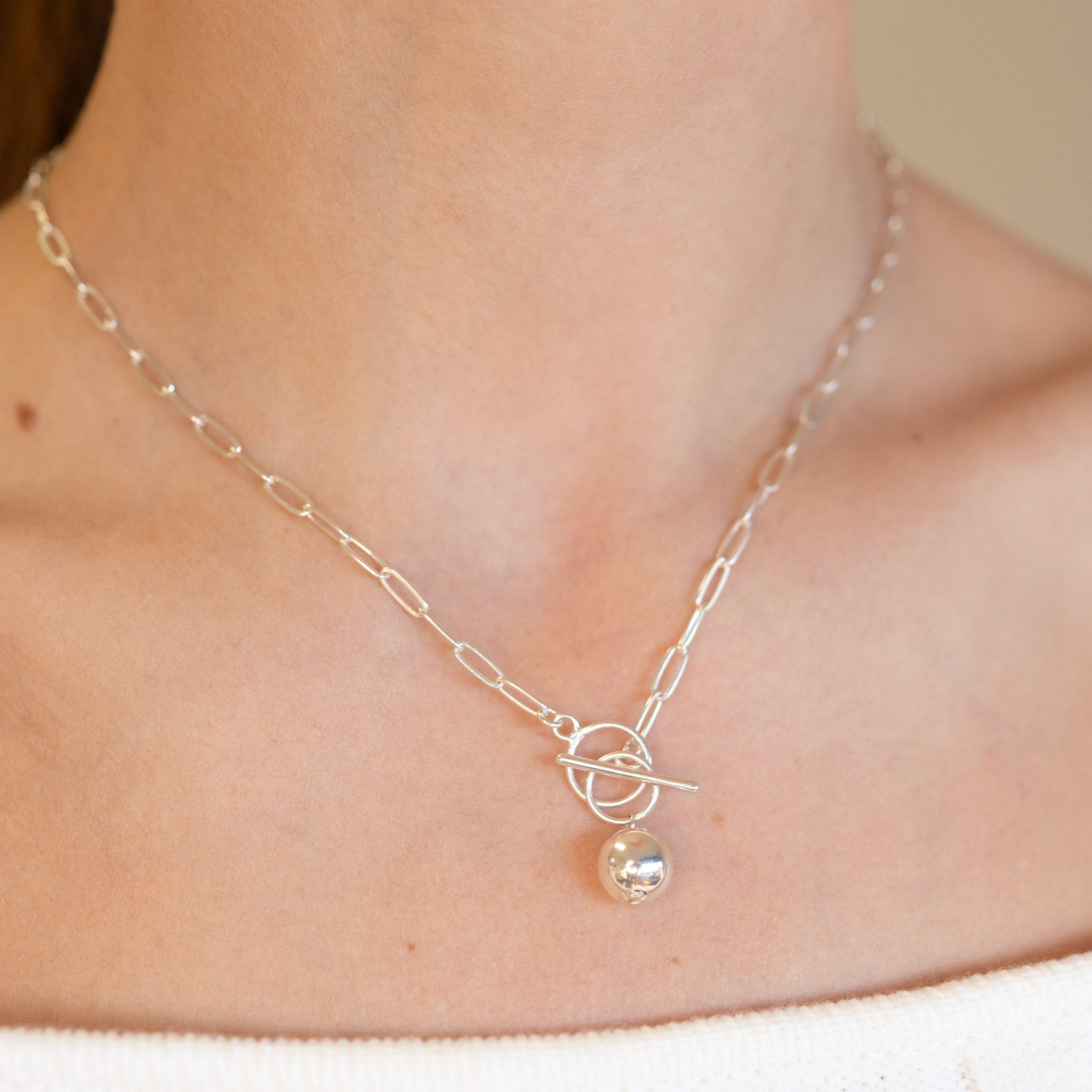 Medium Paper Clip Toggle Necklace & Charm Set - Jewel Ya