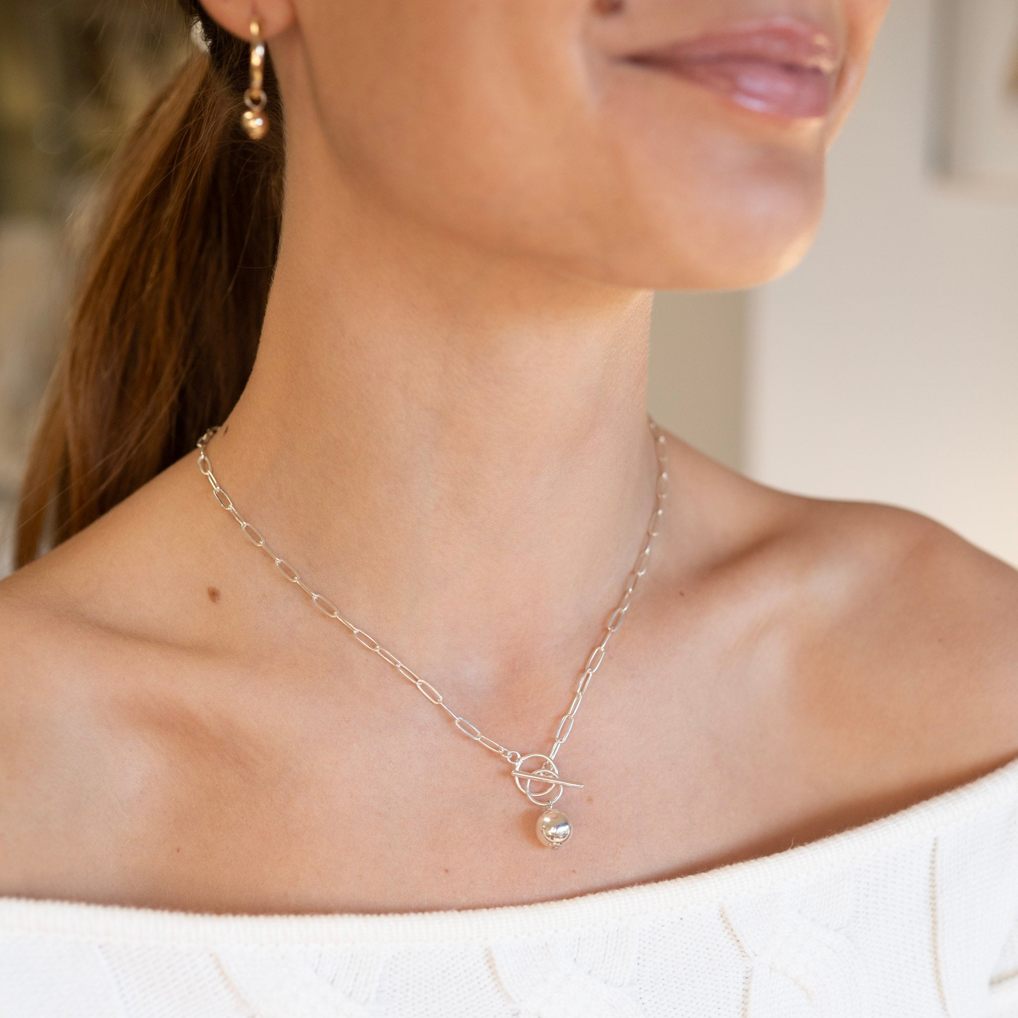 Medium Paper Clip Toggle Necklace & Charm Set - Jewel Ya