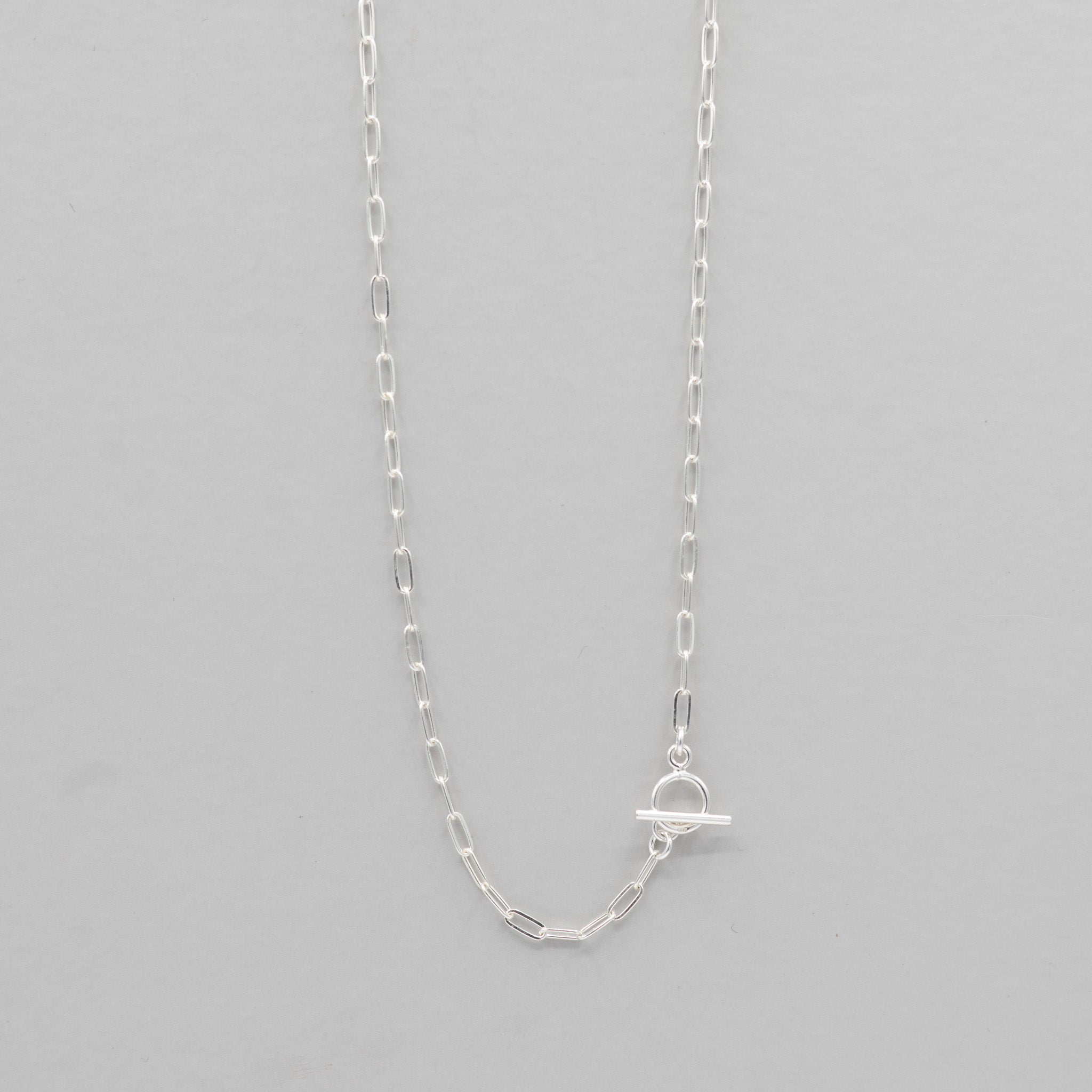 Sterling Silver Small Paper Clip Toggle Necklace - Jewel Ya