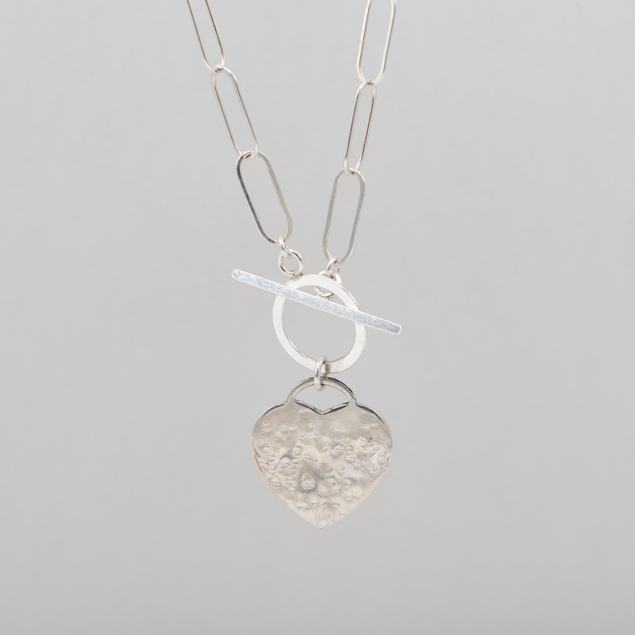 XL Sterling Silver Toggle Heart Necklace - Jewel Ya