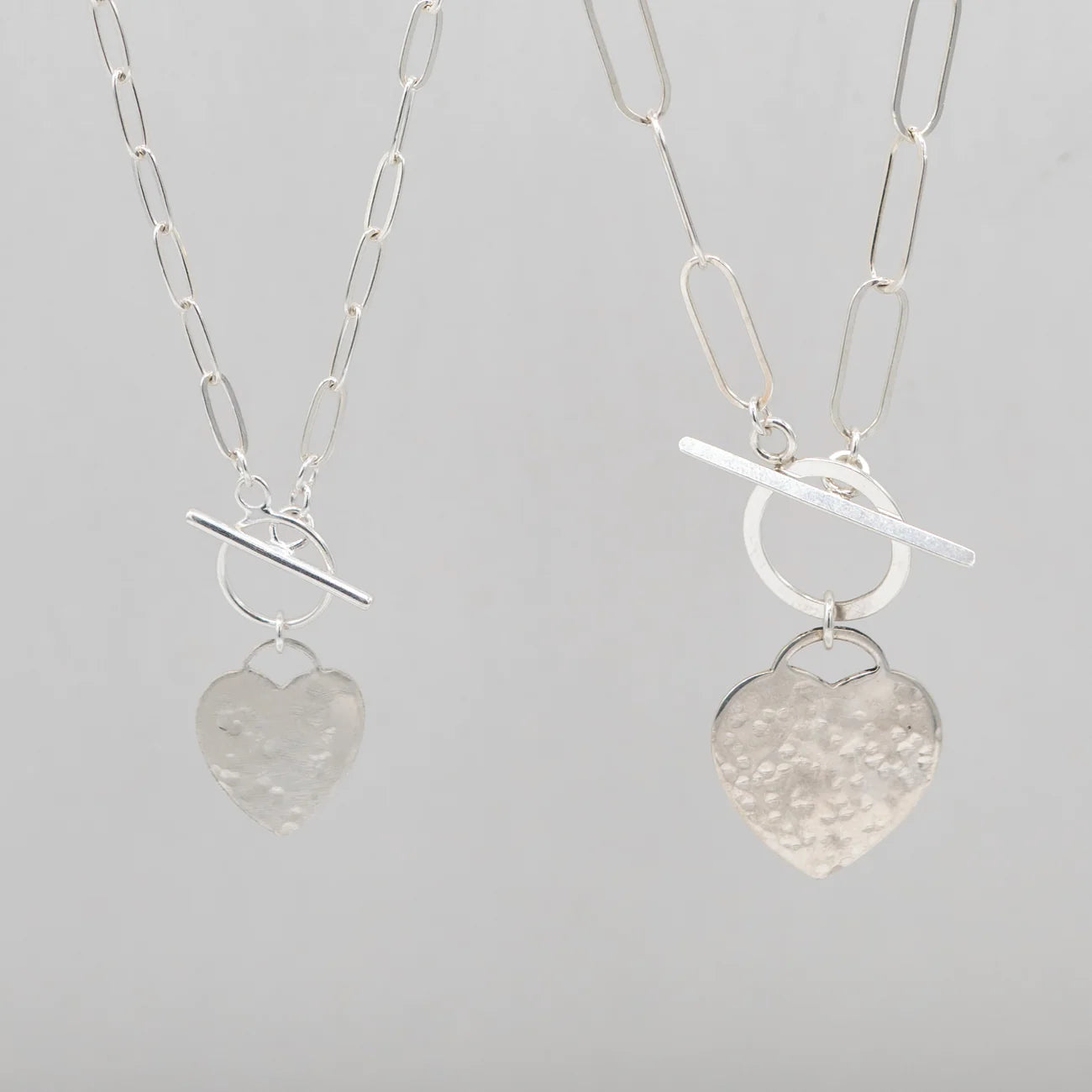XL Sterling Silver Toggle Heart Necklace - Jewel Ya