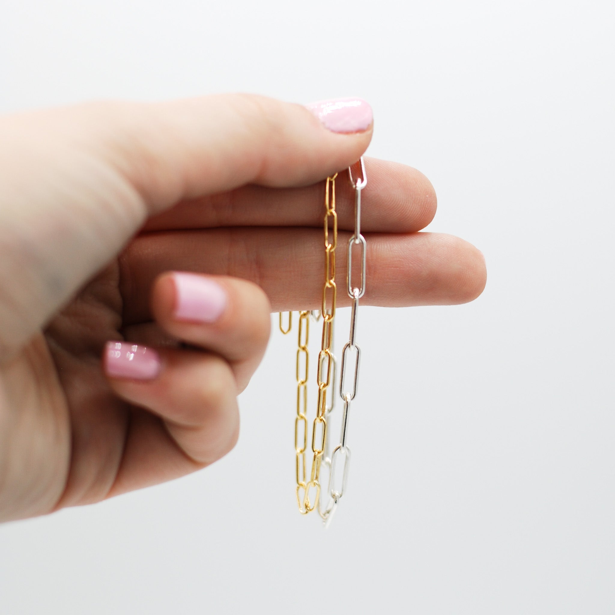 Sterling Silver & 14k Gold Filled Paper Clip Bracelet Set - Jewel Ya