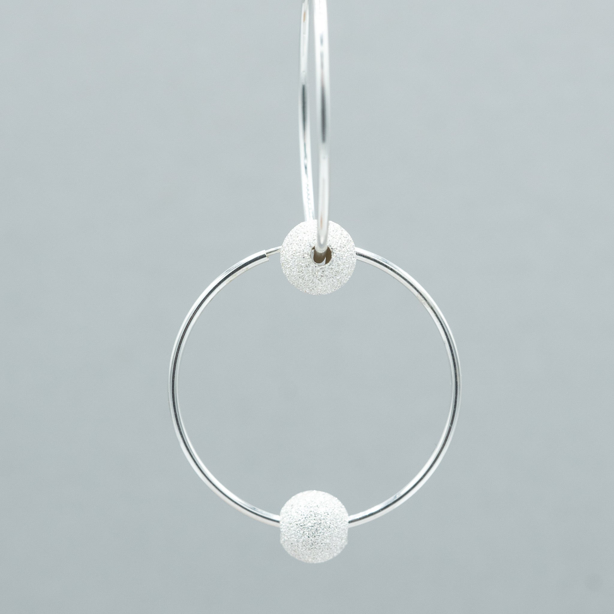 Sterling Silver “Sparkle Ball” Hoop Drops - Jewel Ya