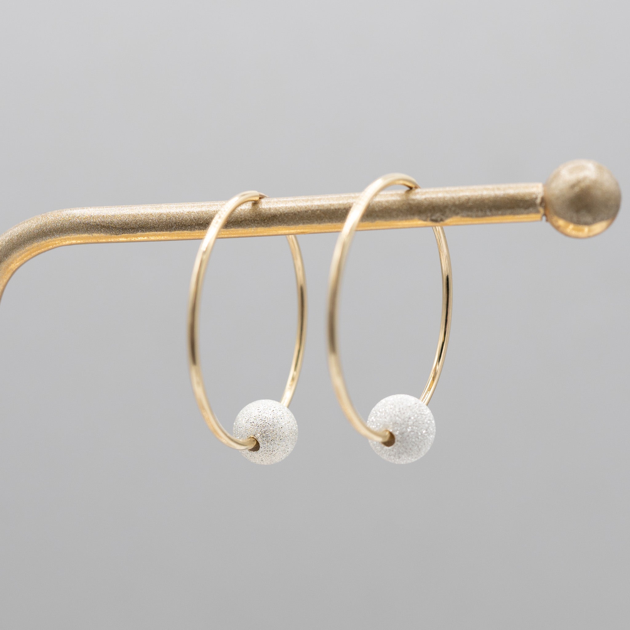Sterling Silver “Sparkle Ball” Hoop Drops - Jewel Ya