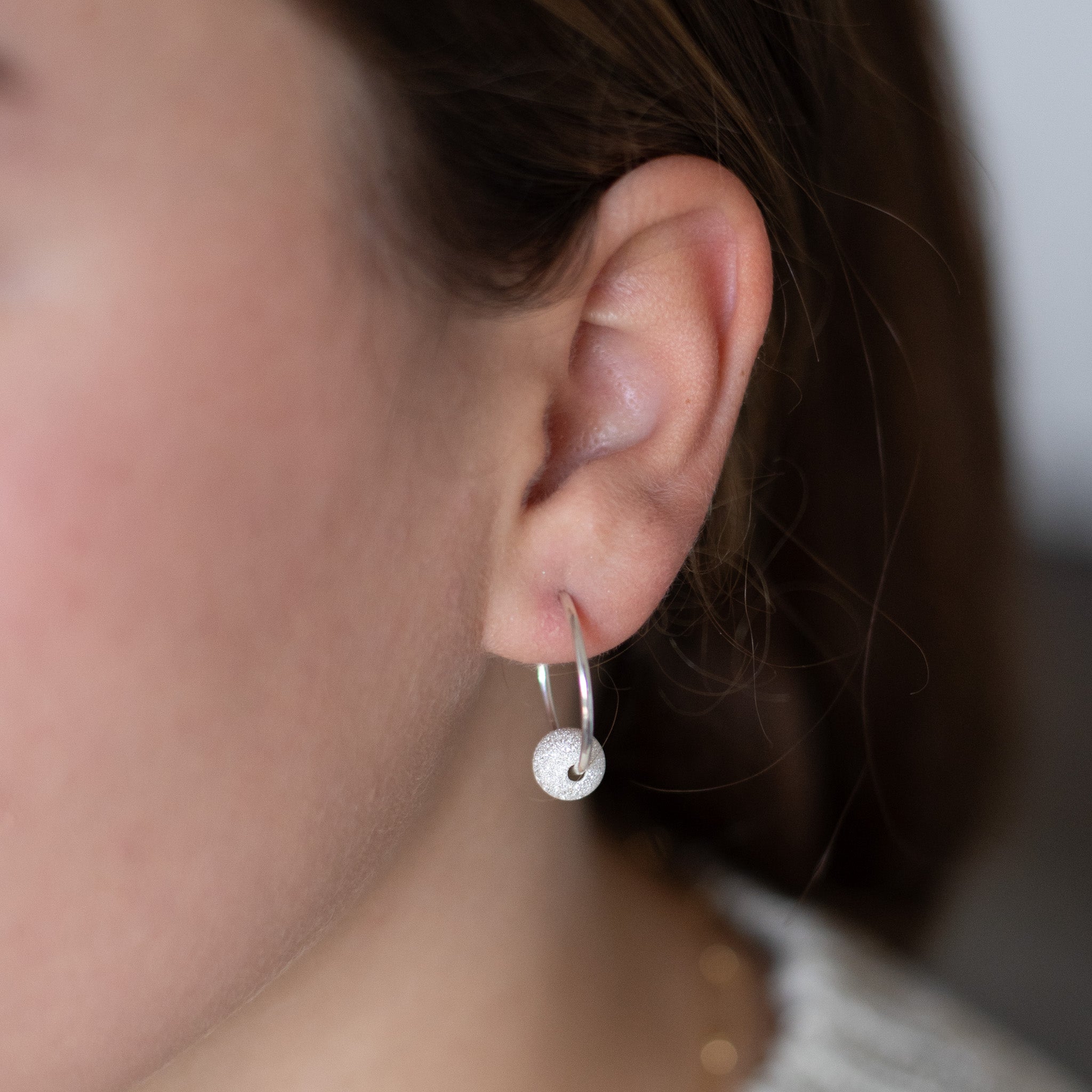 Sterling Silver “Sparkle Ball” Hoop Drops - Jewel Ya