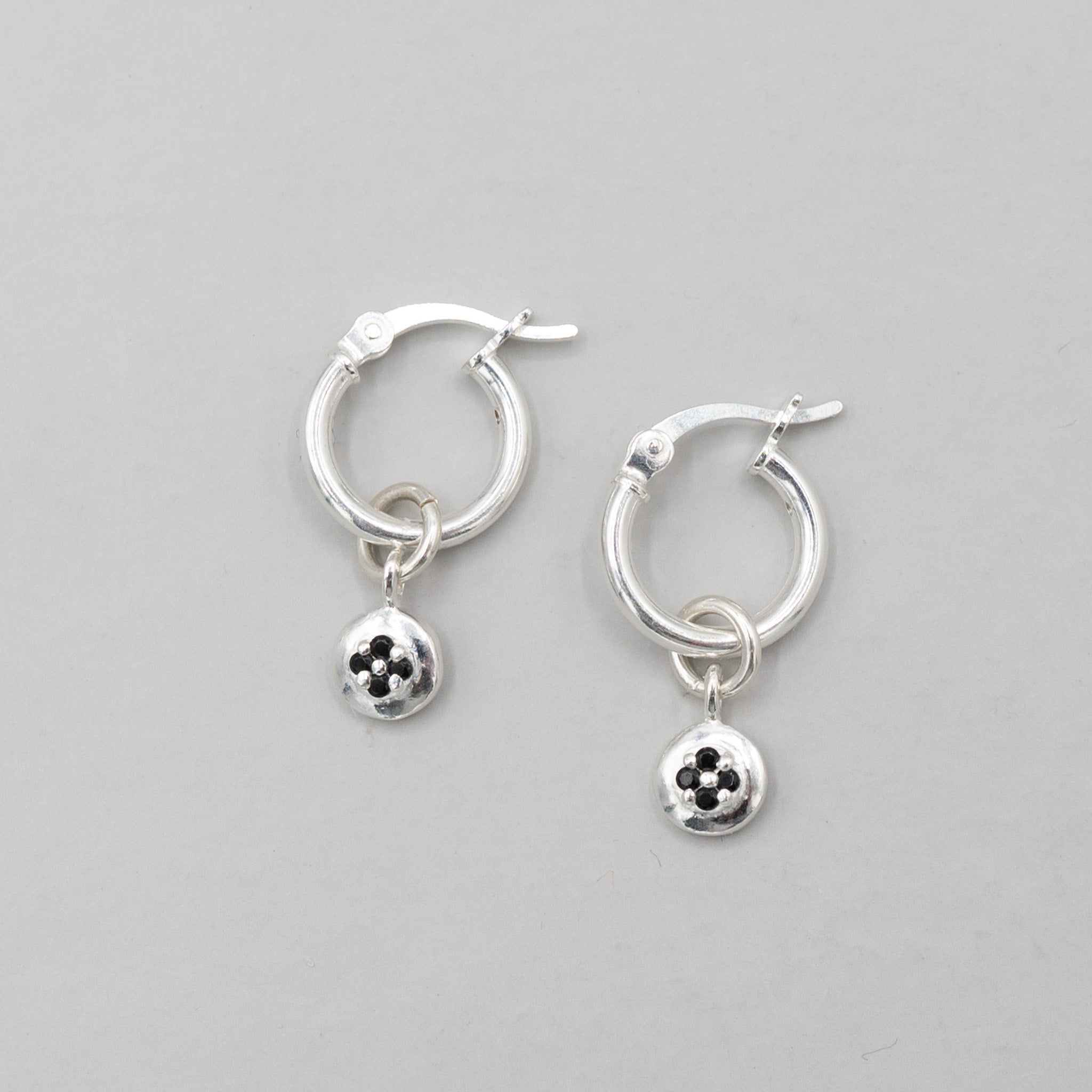 Petite Black Cubic Zirconia Hoop Drops - Jewel Ya
