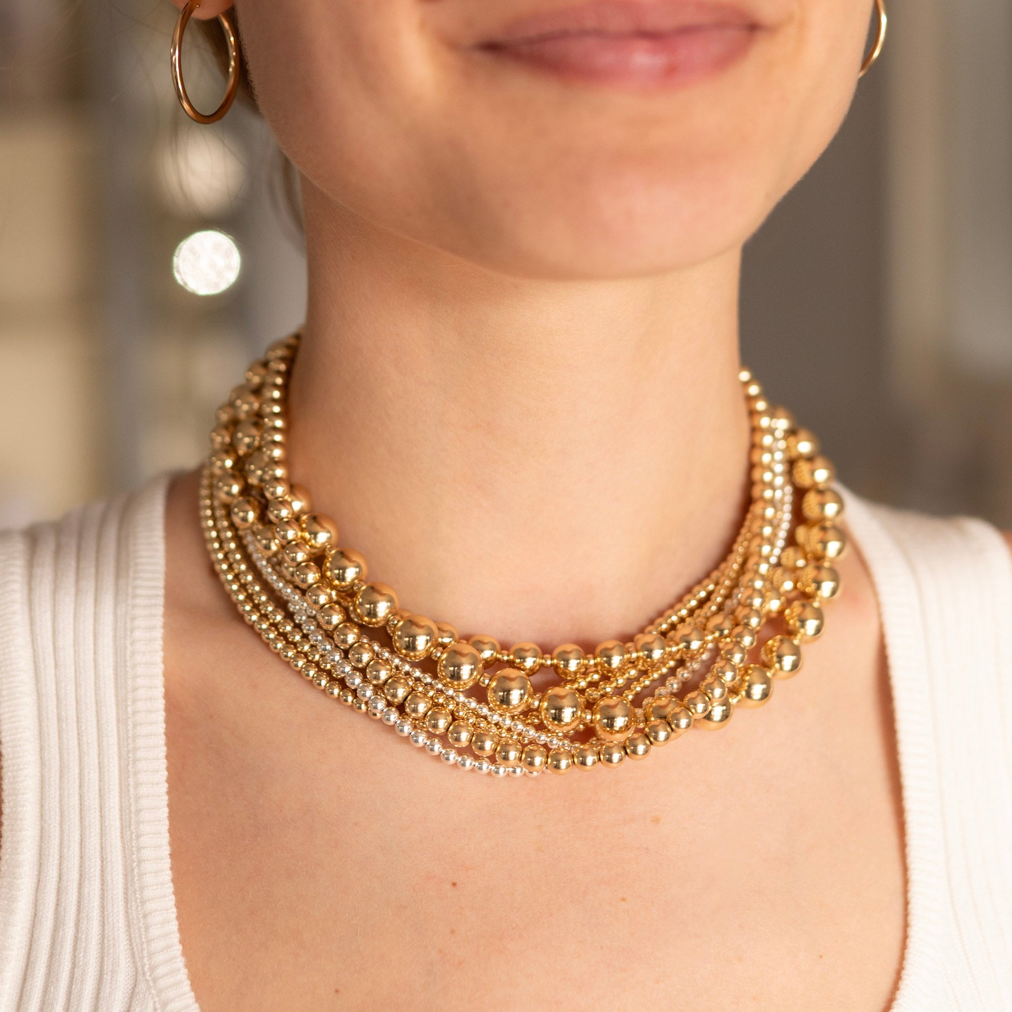 Sterling Silver 6mm Beaded Lux Necklace - Jewel Ya
