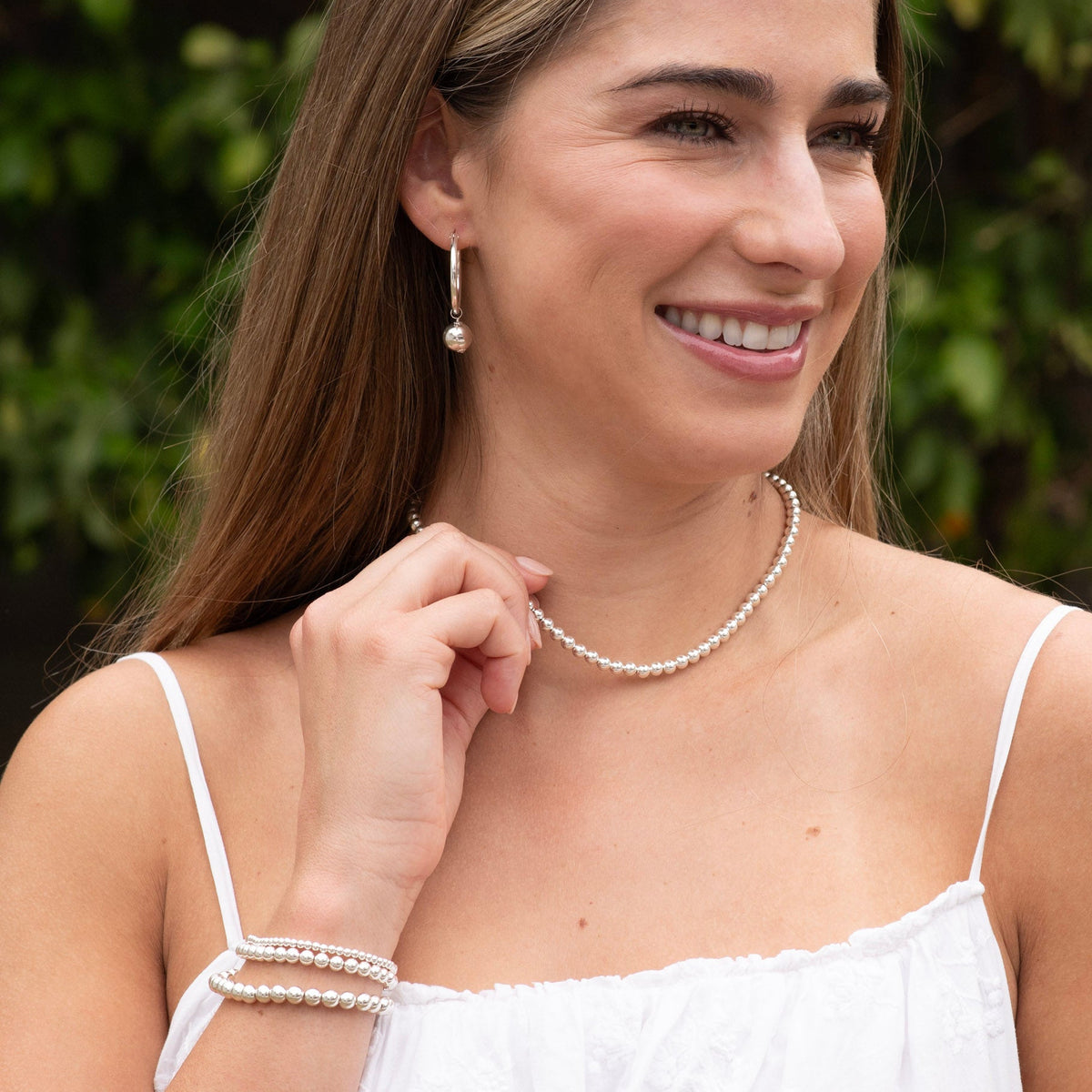 Sterling Silver Beaded Lux Bracelets and Necklace