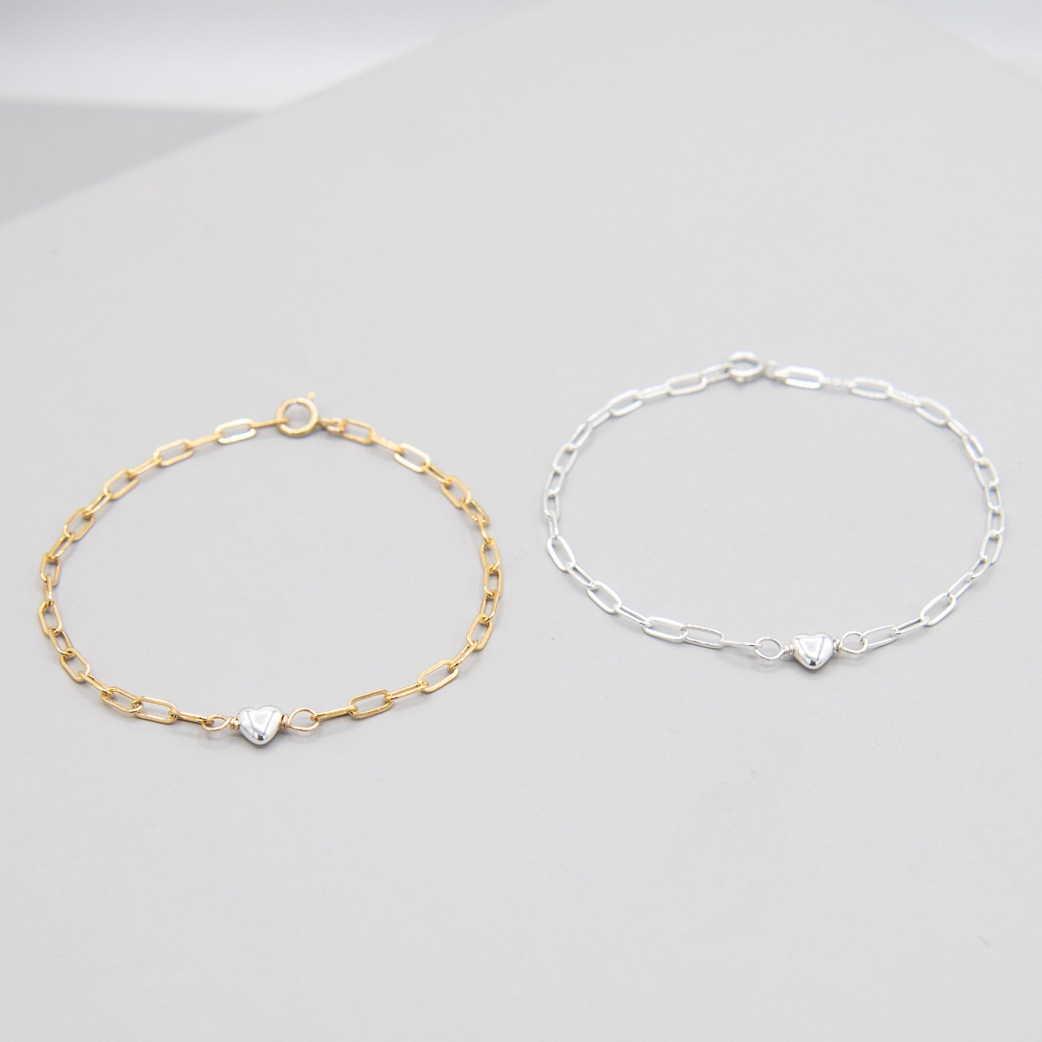 Sterling Silver Heart Paper Clip Chain Bracelet - Jewel Ya
