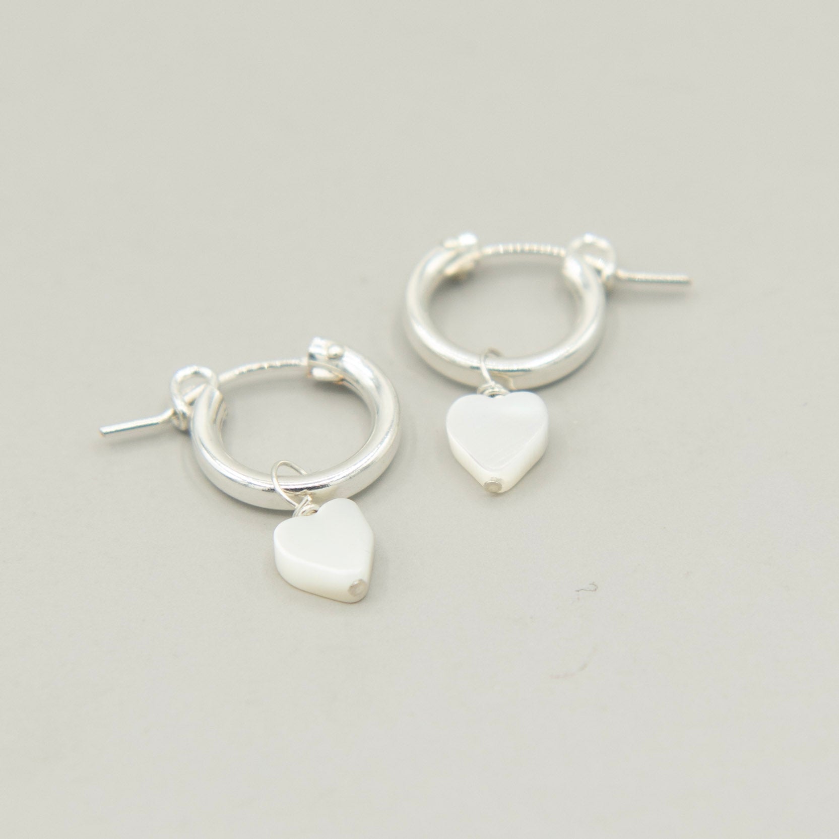 Tube Hoops & Mother of Pearl Heart Drops - Jewel Ya
