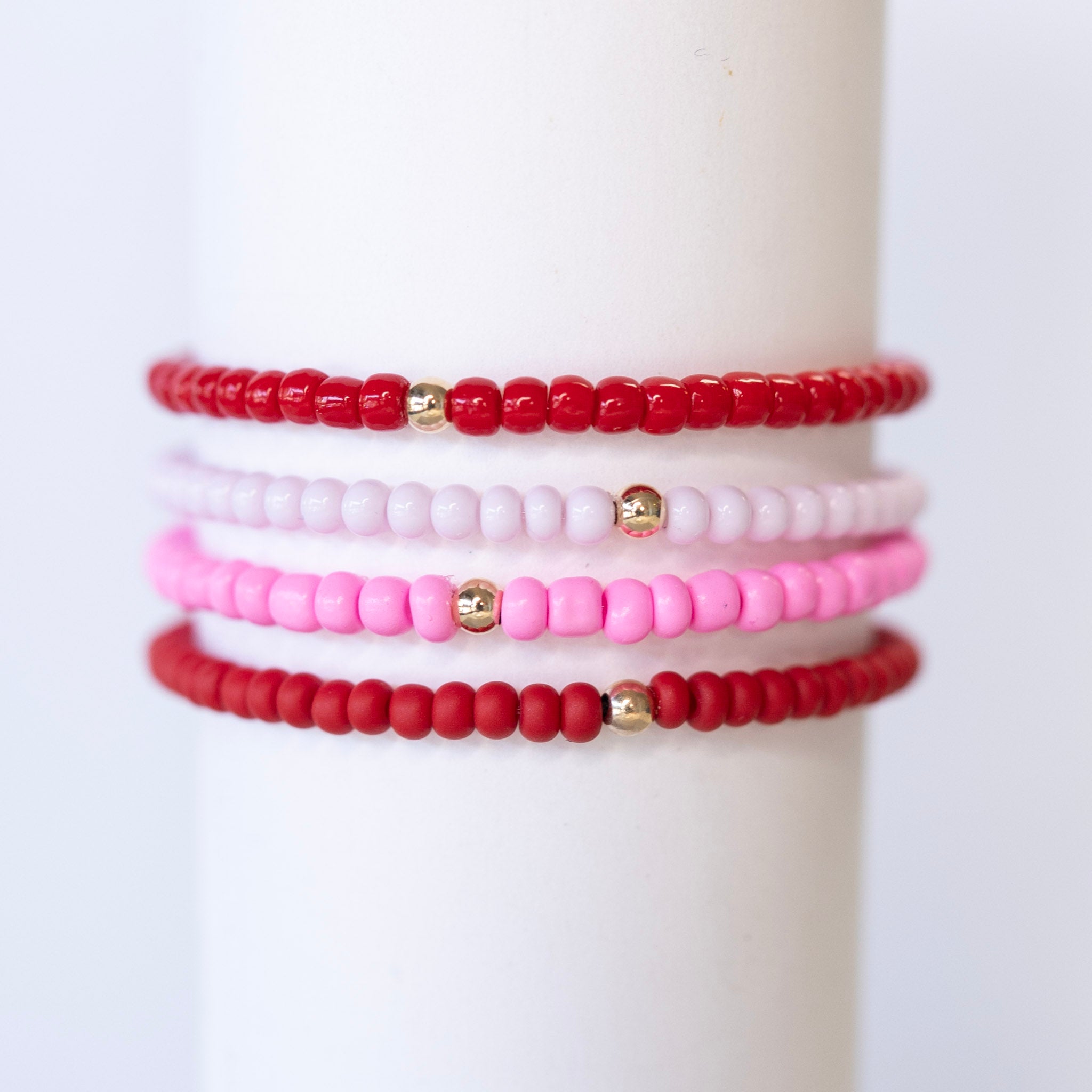 Summer Stacker Seed Bead Bracelet Pink & Red