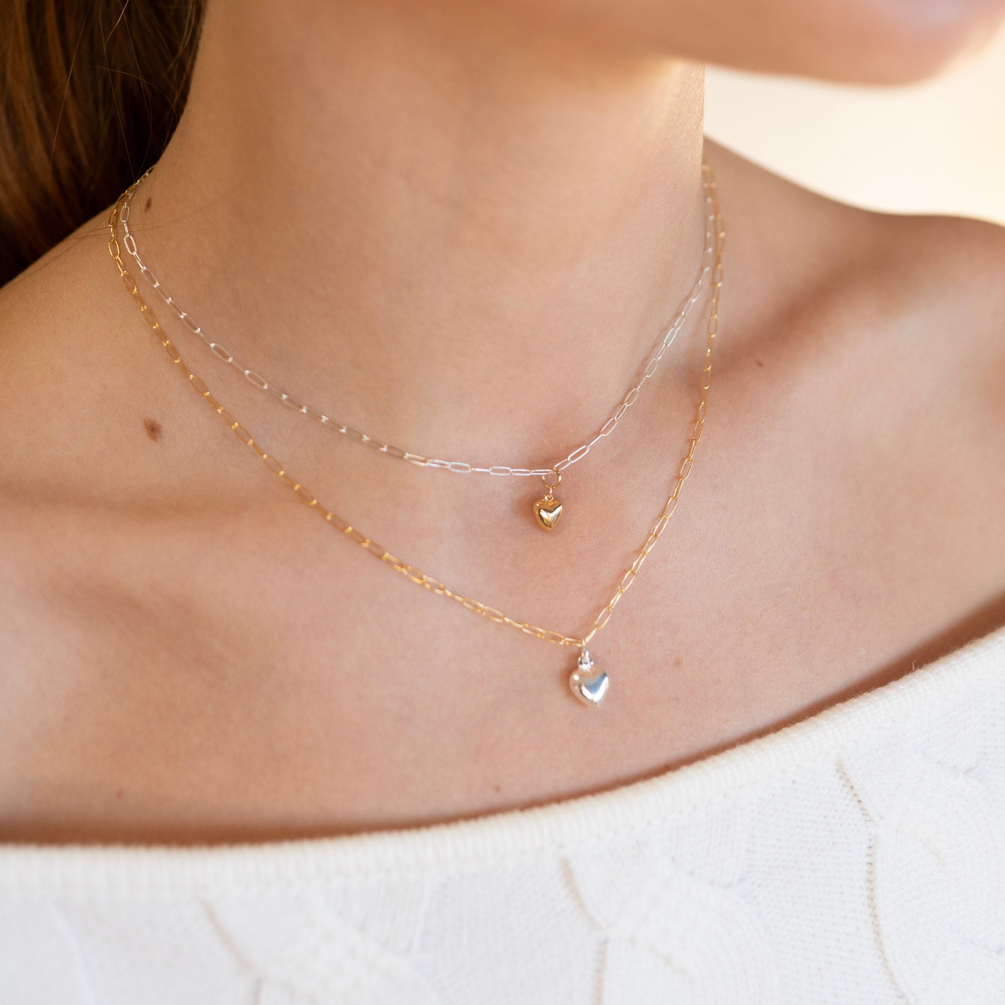 Tiny Puffy Heart Necklace - Jewel Ya