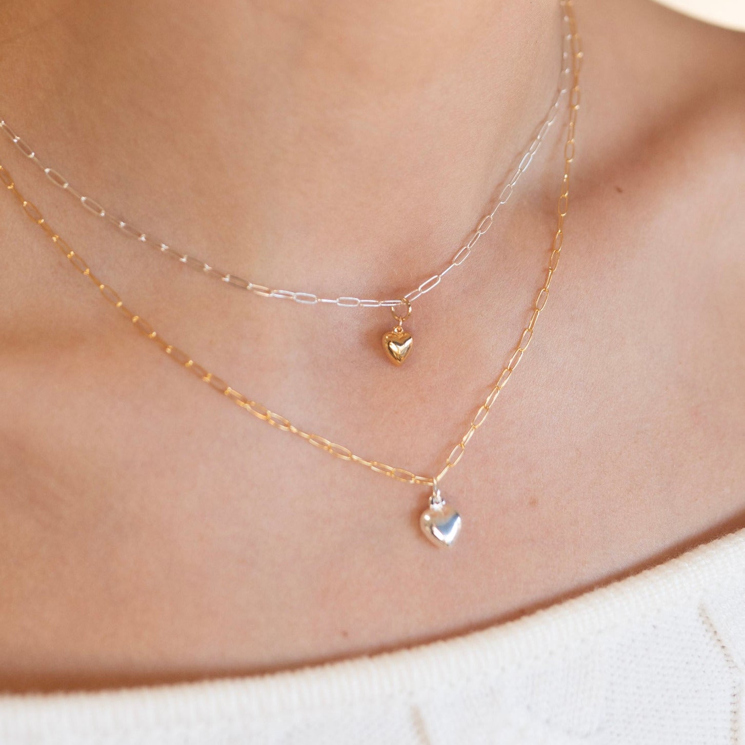 Tiny Puffy Heart Necklace - Jewel Ya