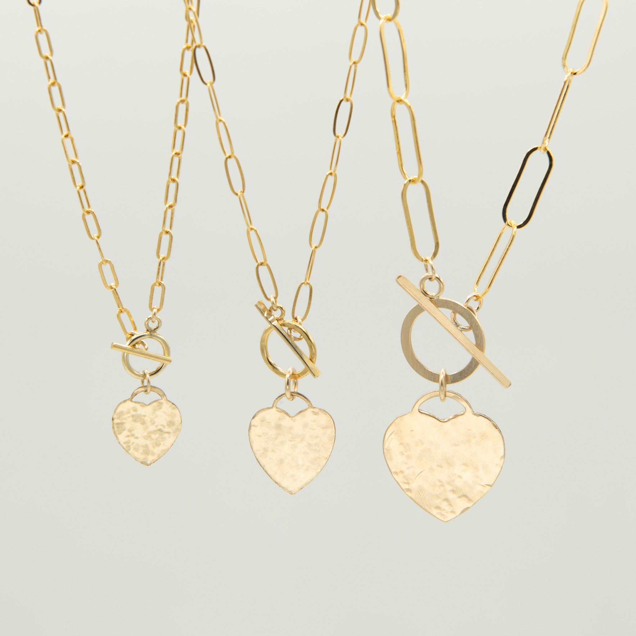 Small 14k Gold Filled Paperclip Heart Toggle Necklace - Jewel Ya