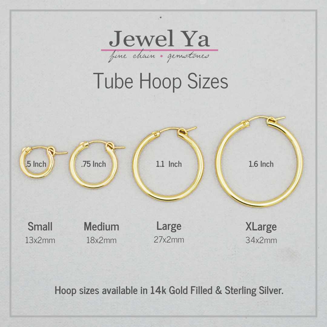 14k Gold filled Tube Hoops & Mother of Pearl Clover Drops - Jewel Ya