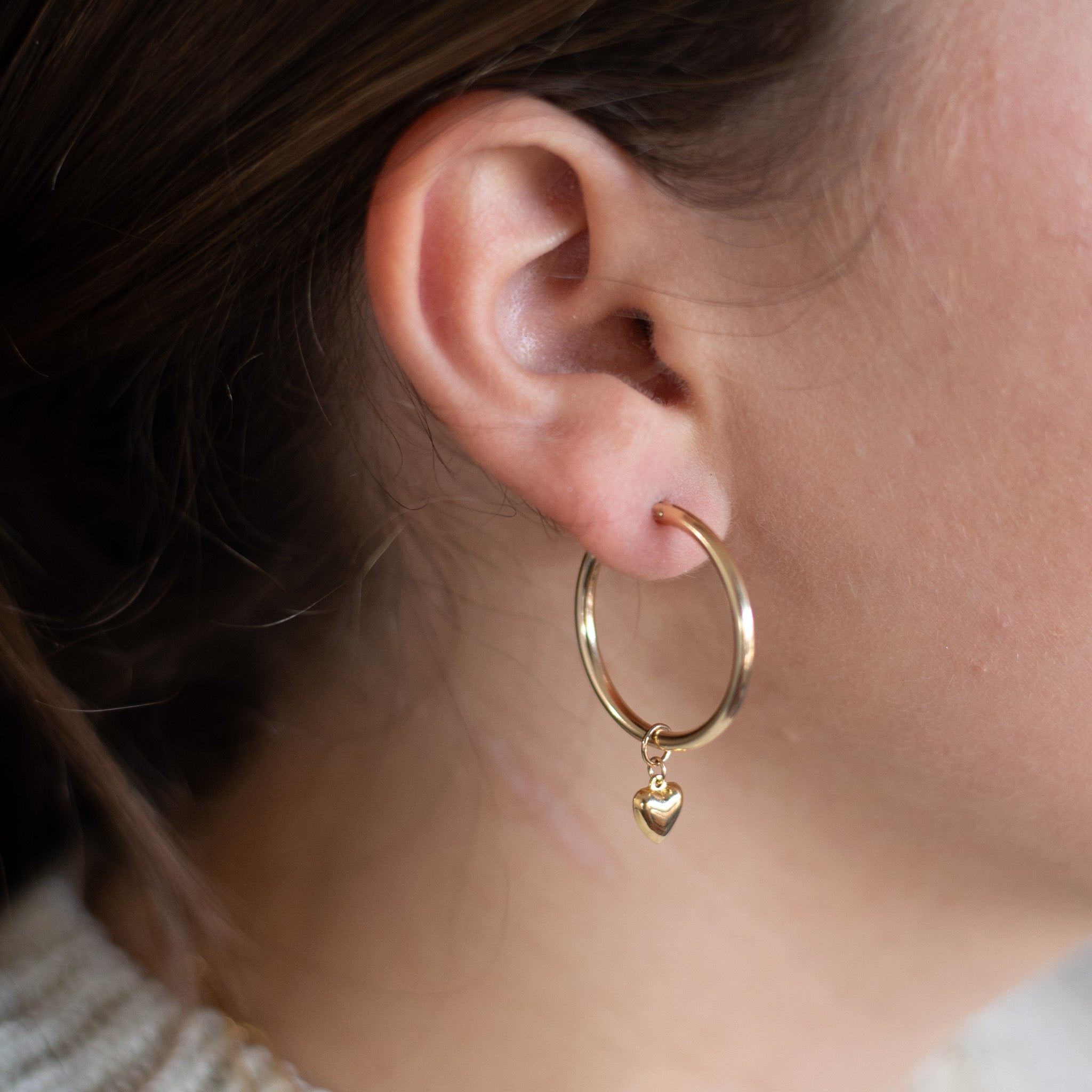 Tube Hoops & 14k Gold Filled Heart Drops