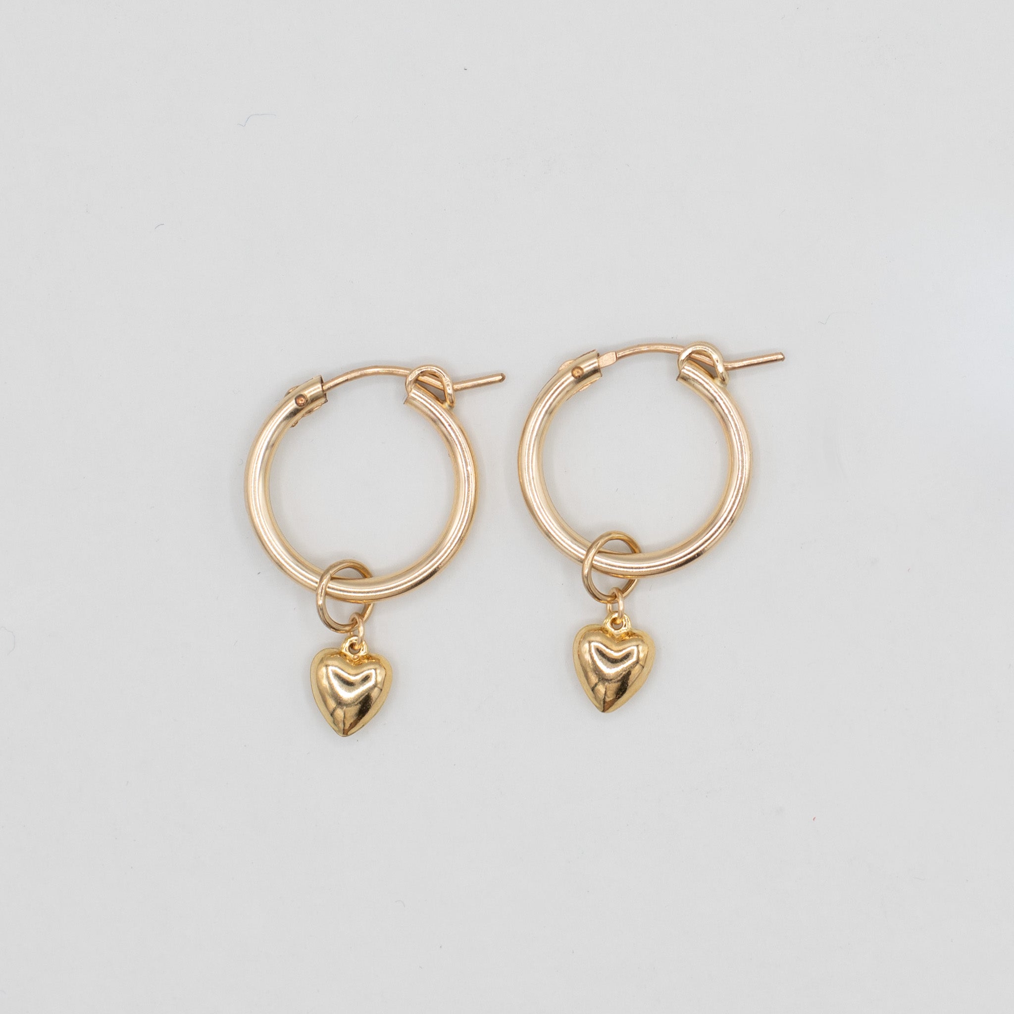 Tube Hoops & 14k Gold Filled Heart Drops
